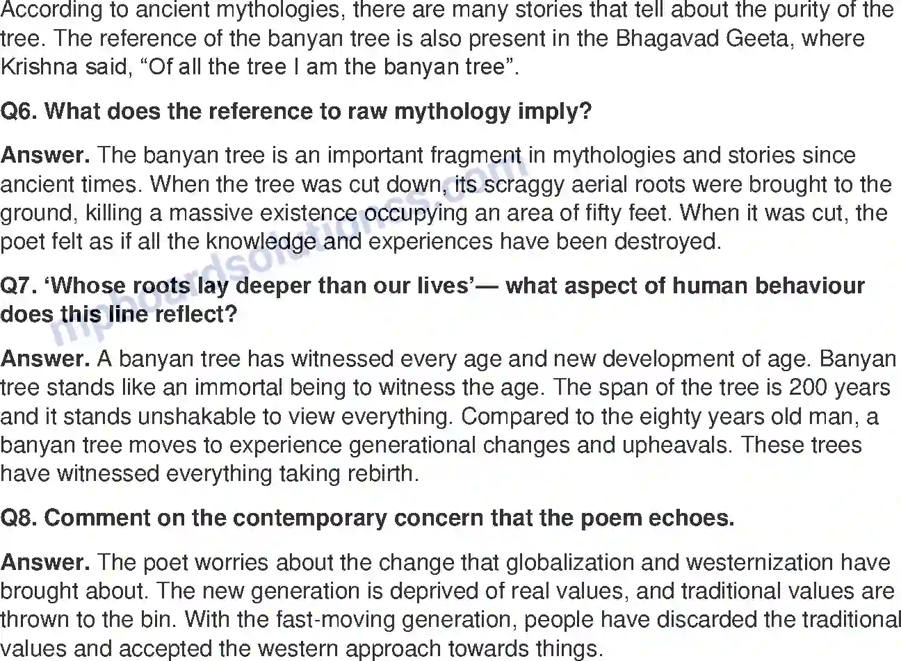 MP Board Book for Class 11 English Felling Of The Banyan Tree - (Poetry) Image 2