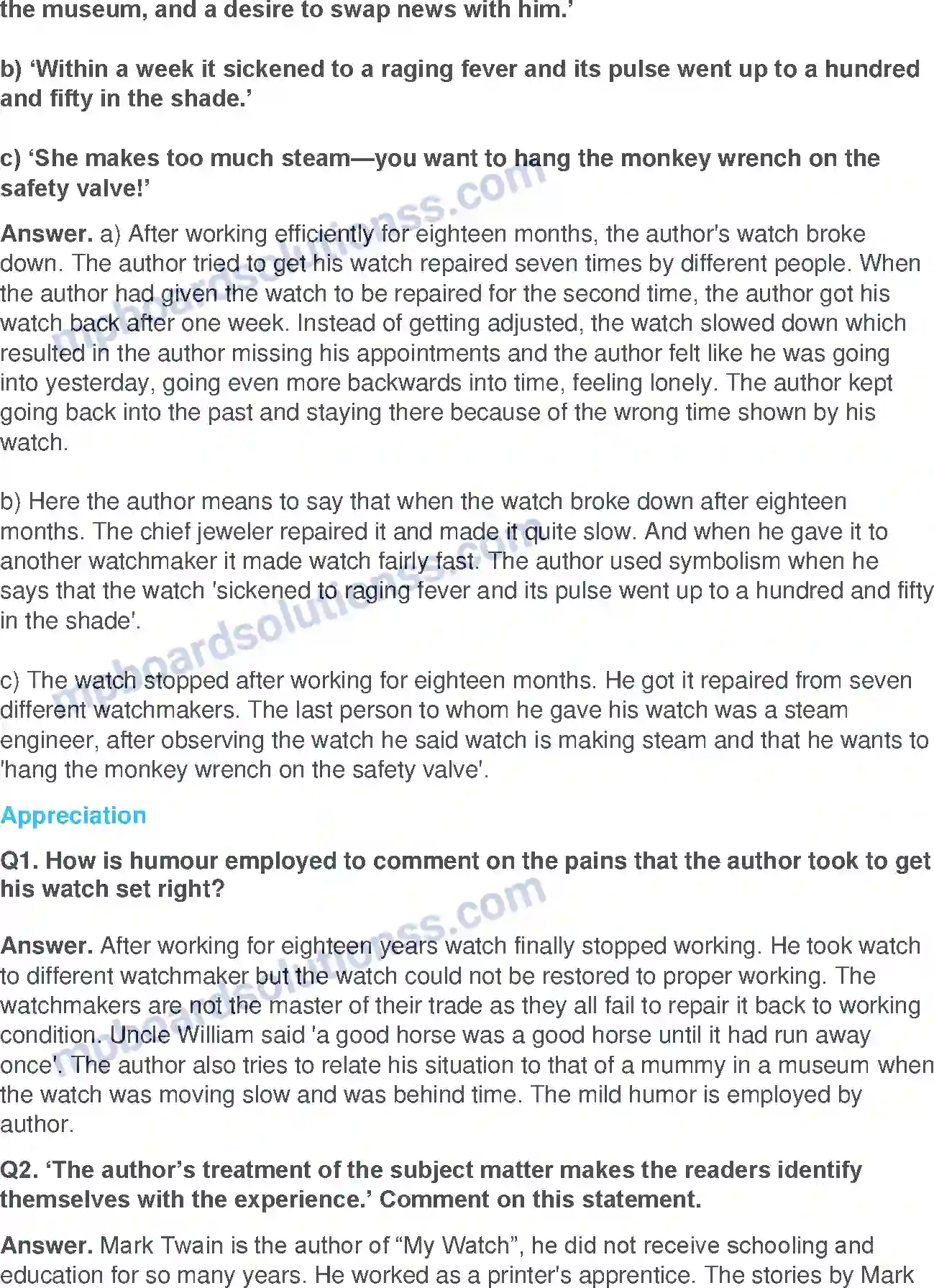 MP Board Book for Class 11 English My Watch - (Essays) Image 2