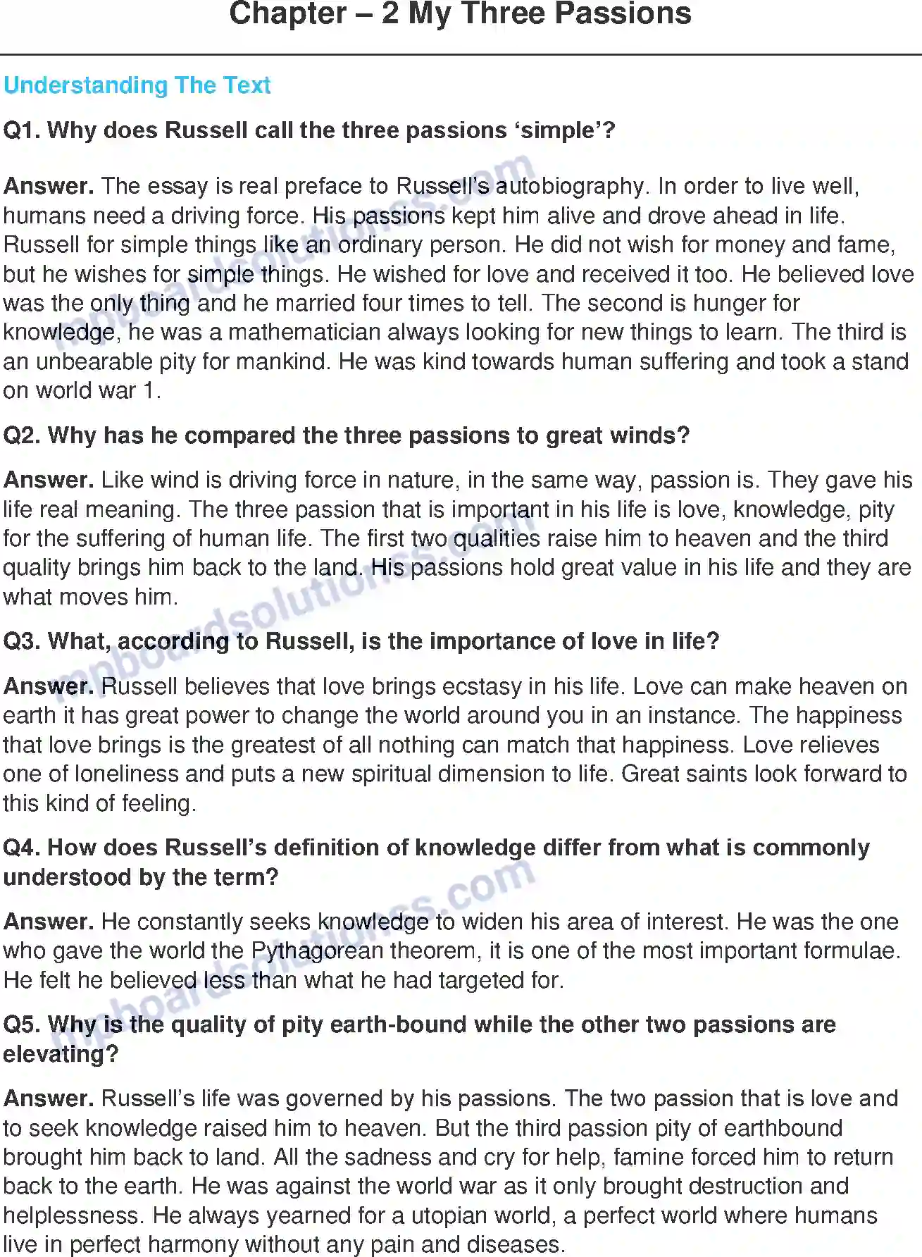 MP Board Book for Class 11 English My Three Passions - (Essays) Image 1