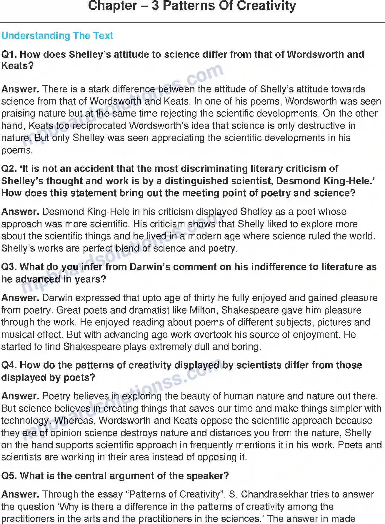 MP Board Book for Class 11 English Patterns Of Creativity - (Essays) Image 1