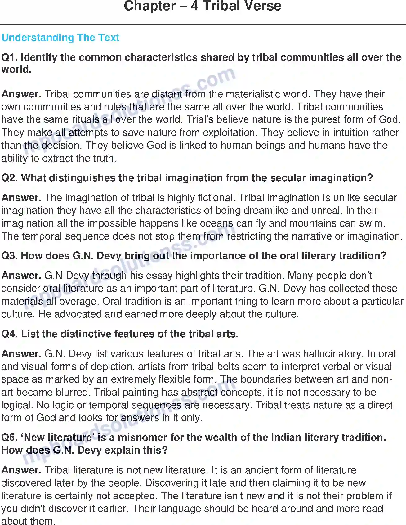 MP Board Book for Class 11 English Tribal Verse - (Essays) Image 1