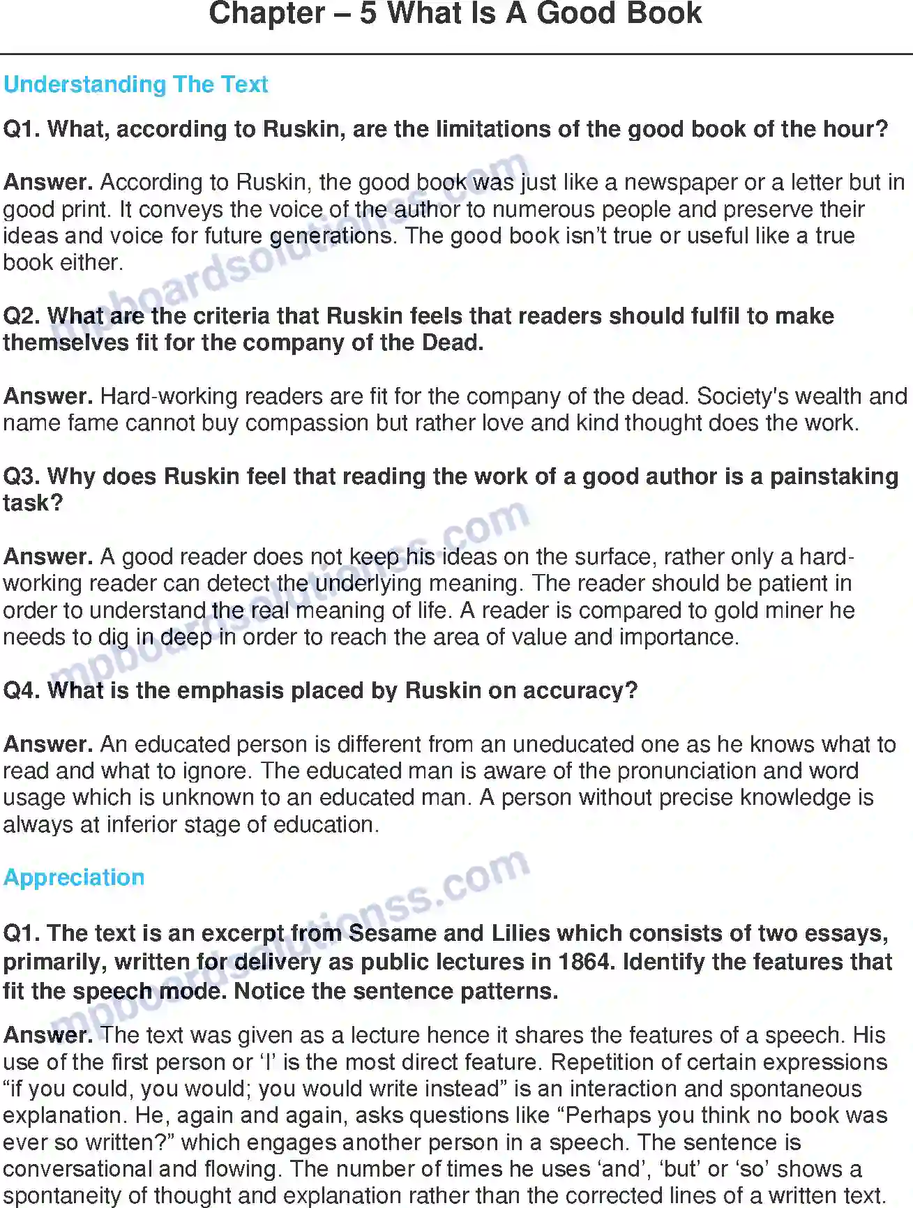 MP Board Book for Class 11 English What Is A Good Book - (Essays) Image 1