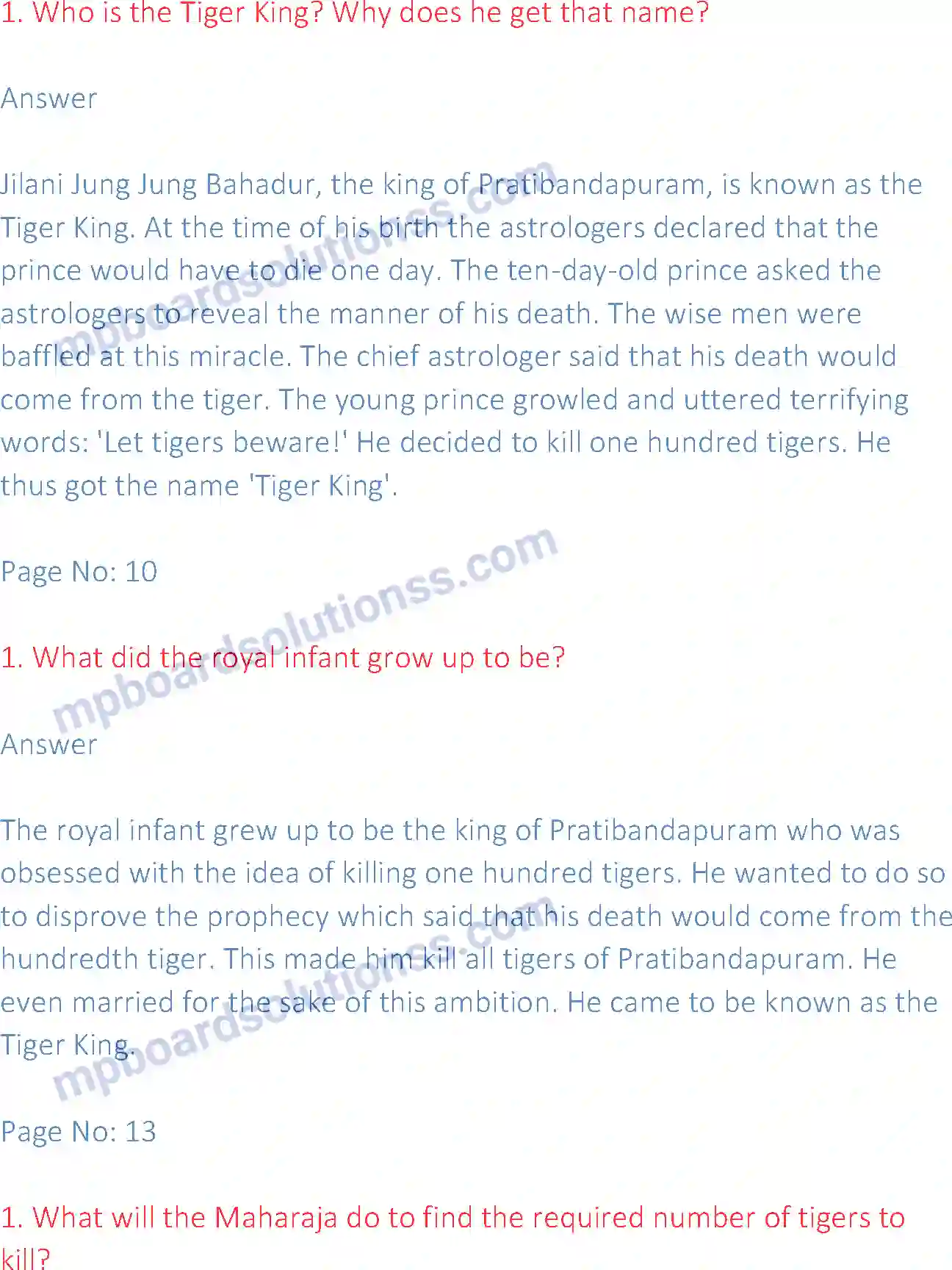 MP Board Book for Class 12 English The Tiger King Image 2