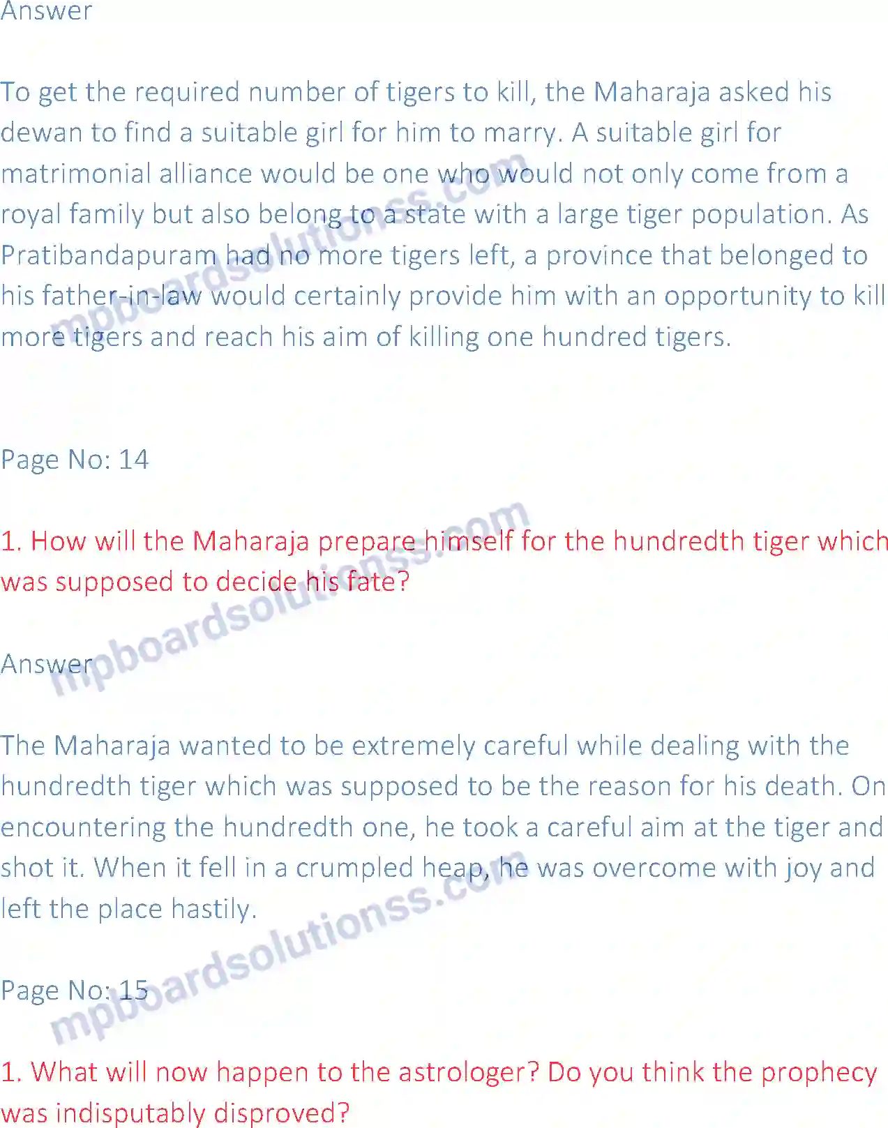 MP Board Book for Class 12 English The Tiger King Image 3