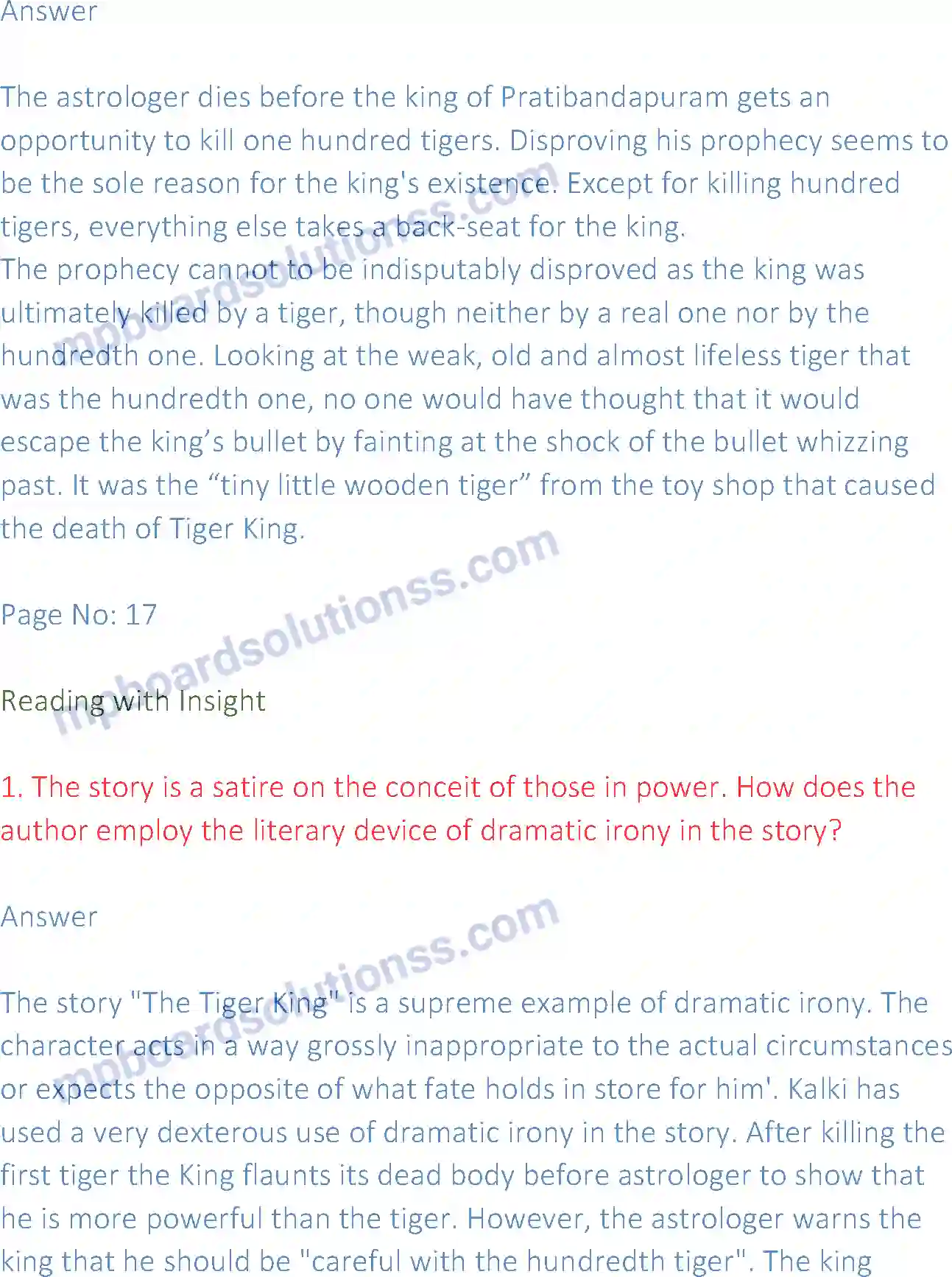MP Board Book for Class 12 English The Tiger King Image 4