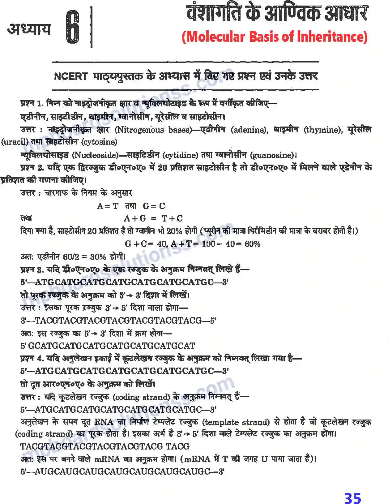 MP Board Book for Class 12 Biology वंशागति के आण्विक आधार Image 1