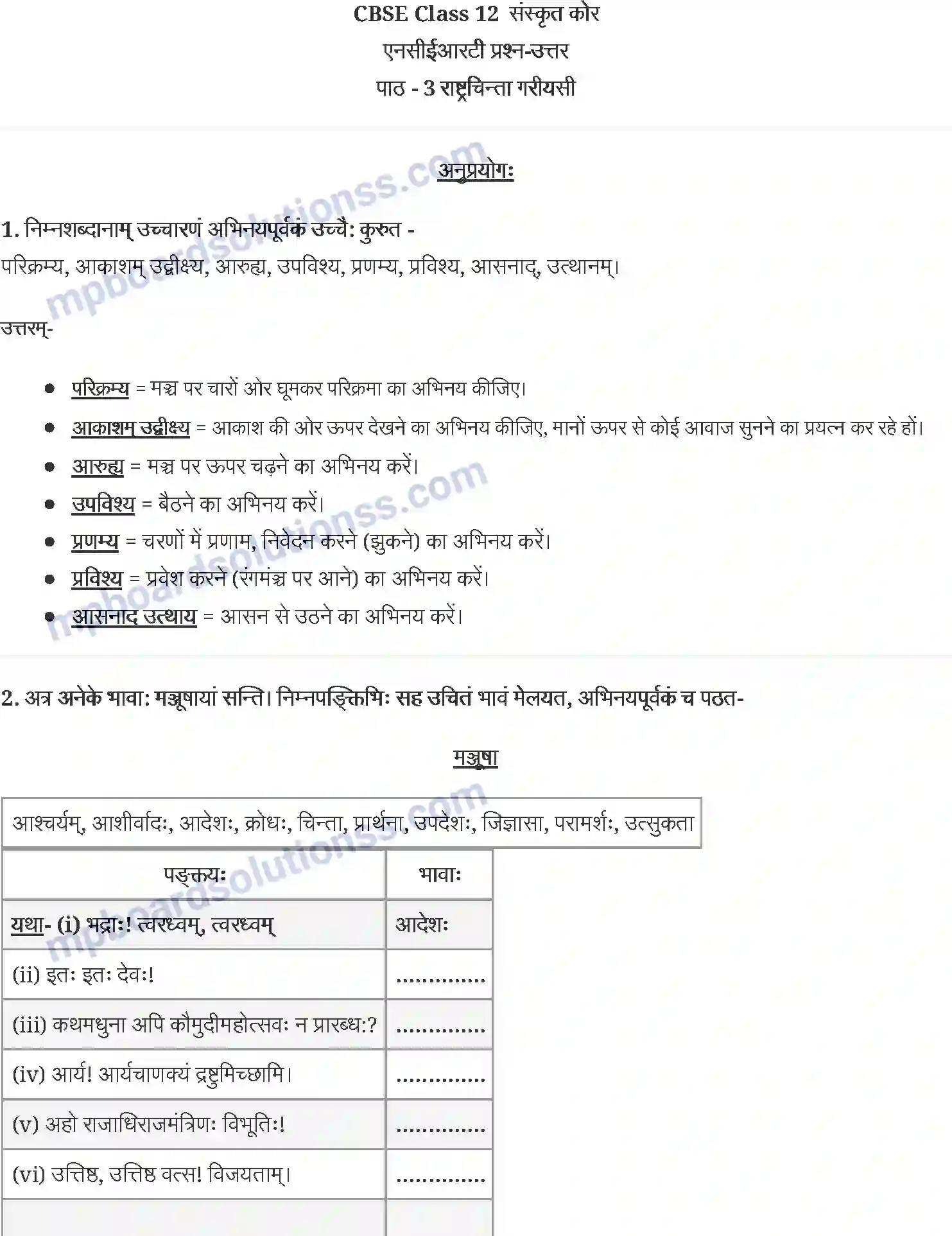MP Board Book for Class 12 Sanskrit राष्ट्रचिन्ता गरीयसी Image 1