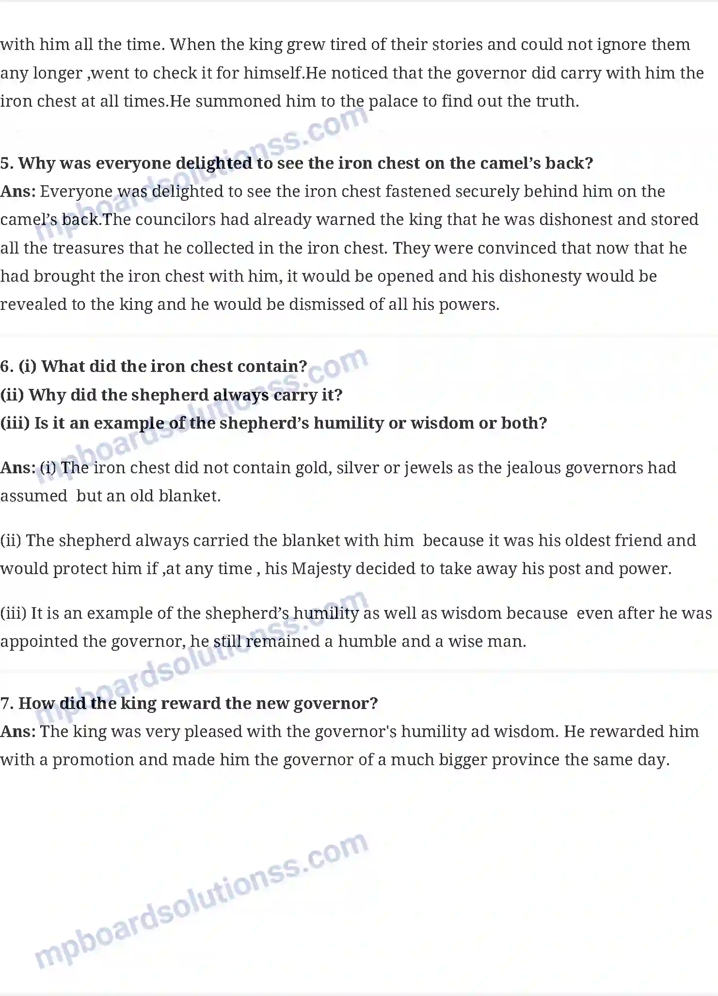 MP Board Book for Class 6 English The Shepherd's Treasure Image 2