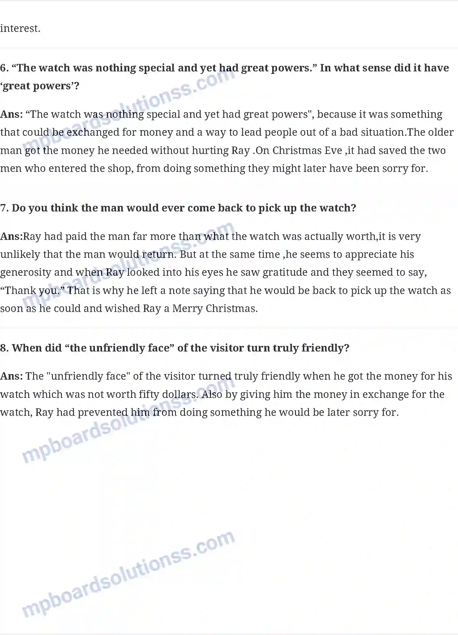 MP Board Book for Class 6 English The Old- Clock Shop Image 2