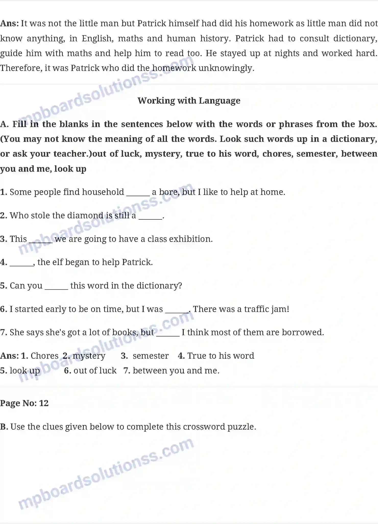 MP Board Book for Class 6 English Who Did Patricks Homework Image 2