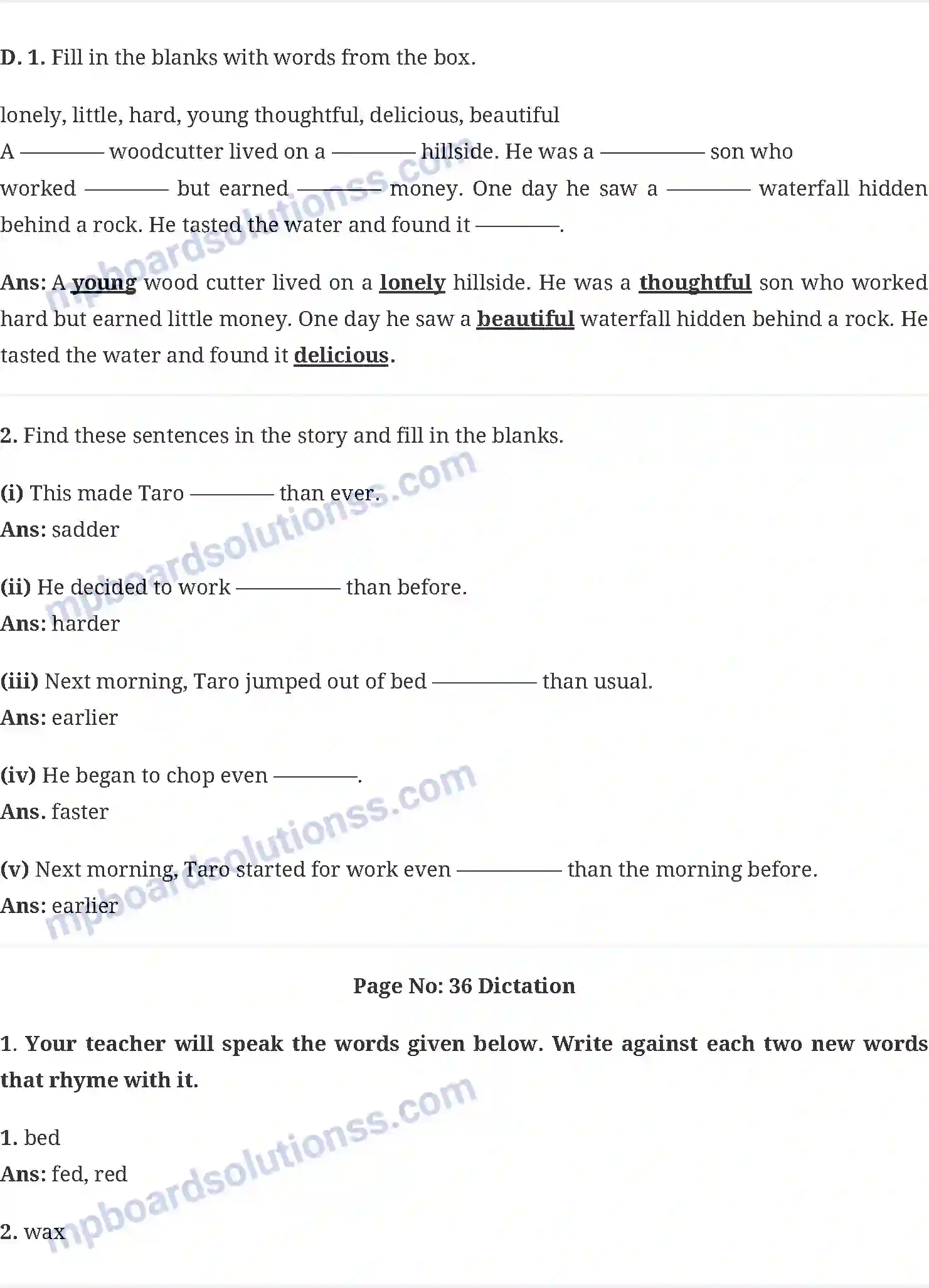 MP Board Book for Class 6 English Taros Reward Image 4