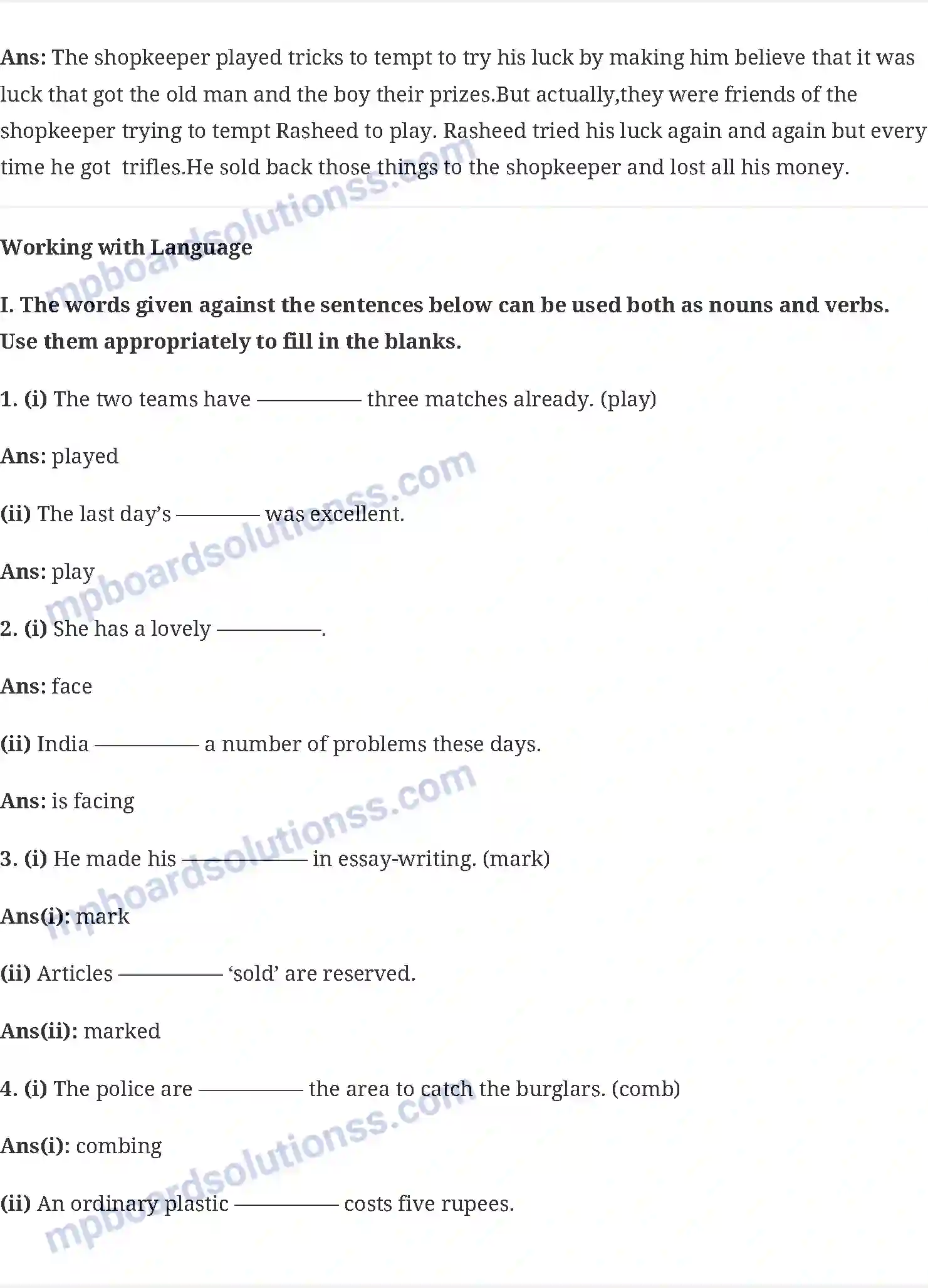 MP Board Book for Class 6 English A Game of Chance Image 3