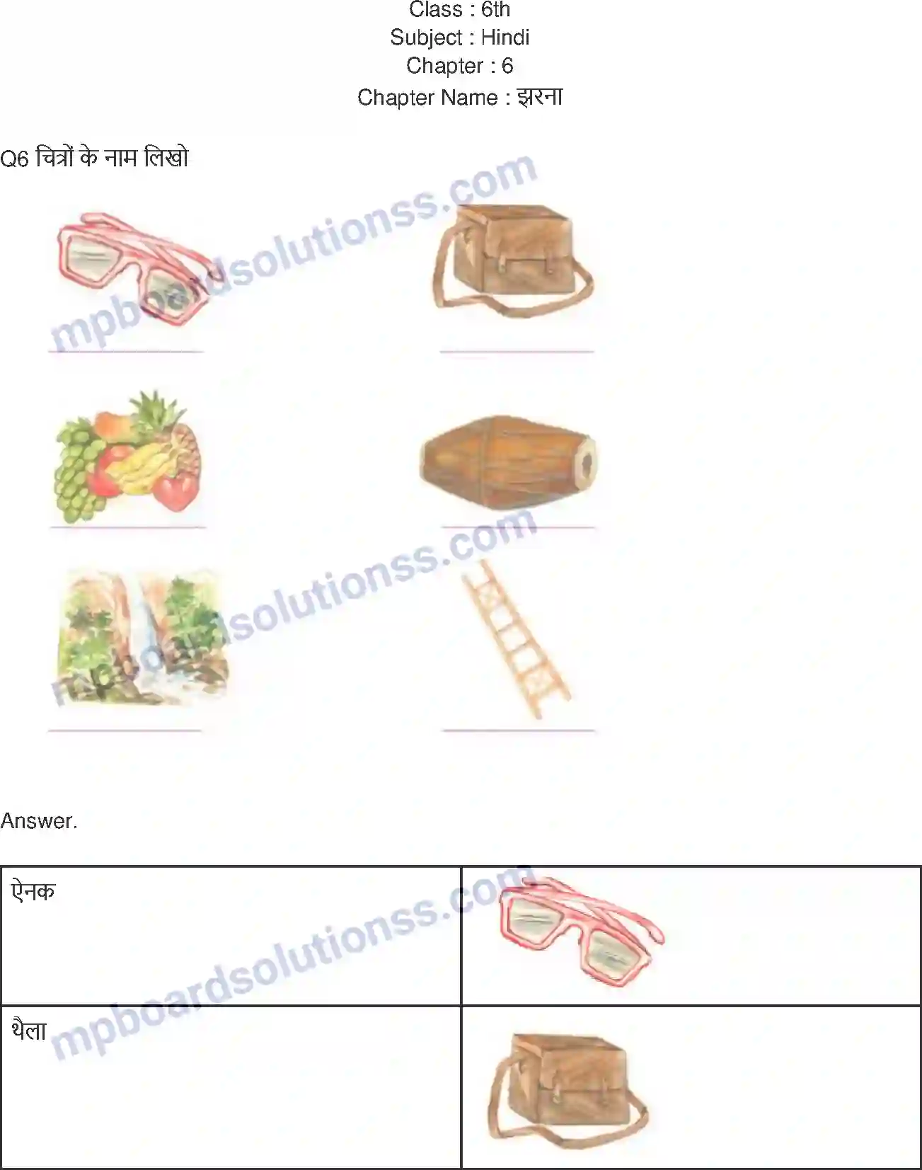 MP Board Book for Class 6 Hindi झरना Image 1