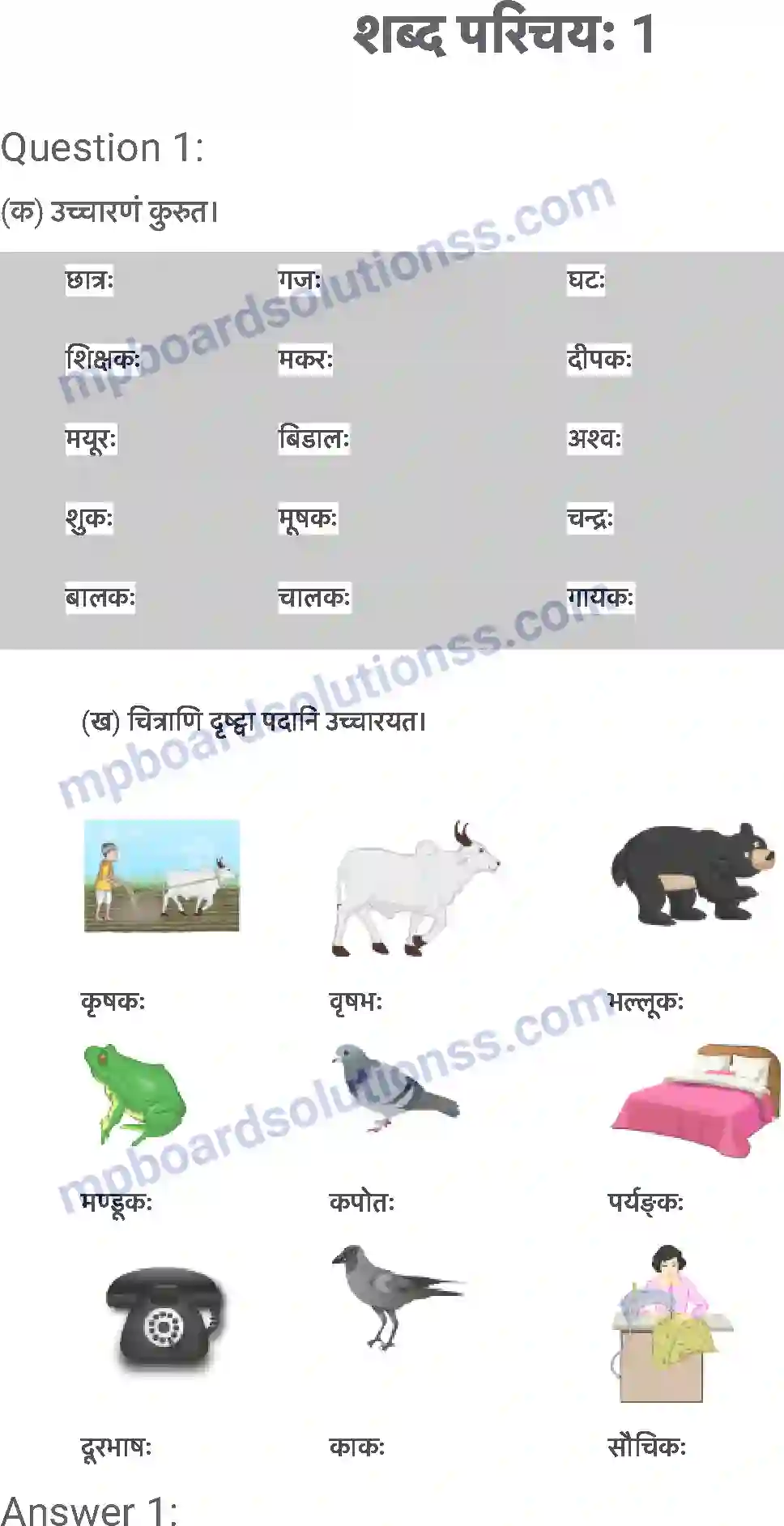 MP Board Book for Class 6 Sanskrit शब्द परिचयः 1 Image 1