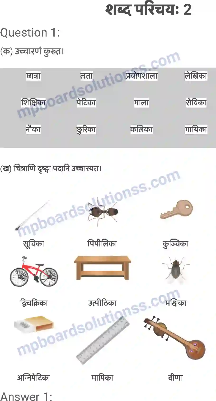 MP Board Book for Class 6 Sanskrit शब्द परिचयः 2 Image 1