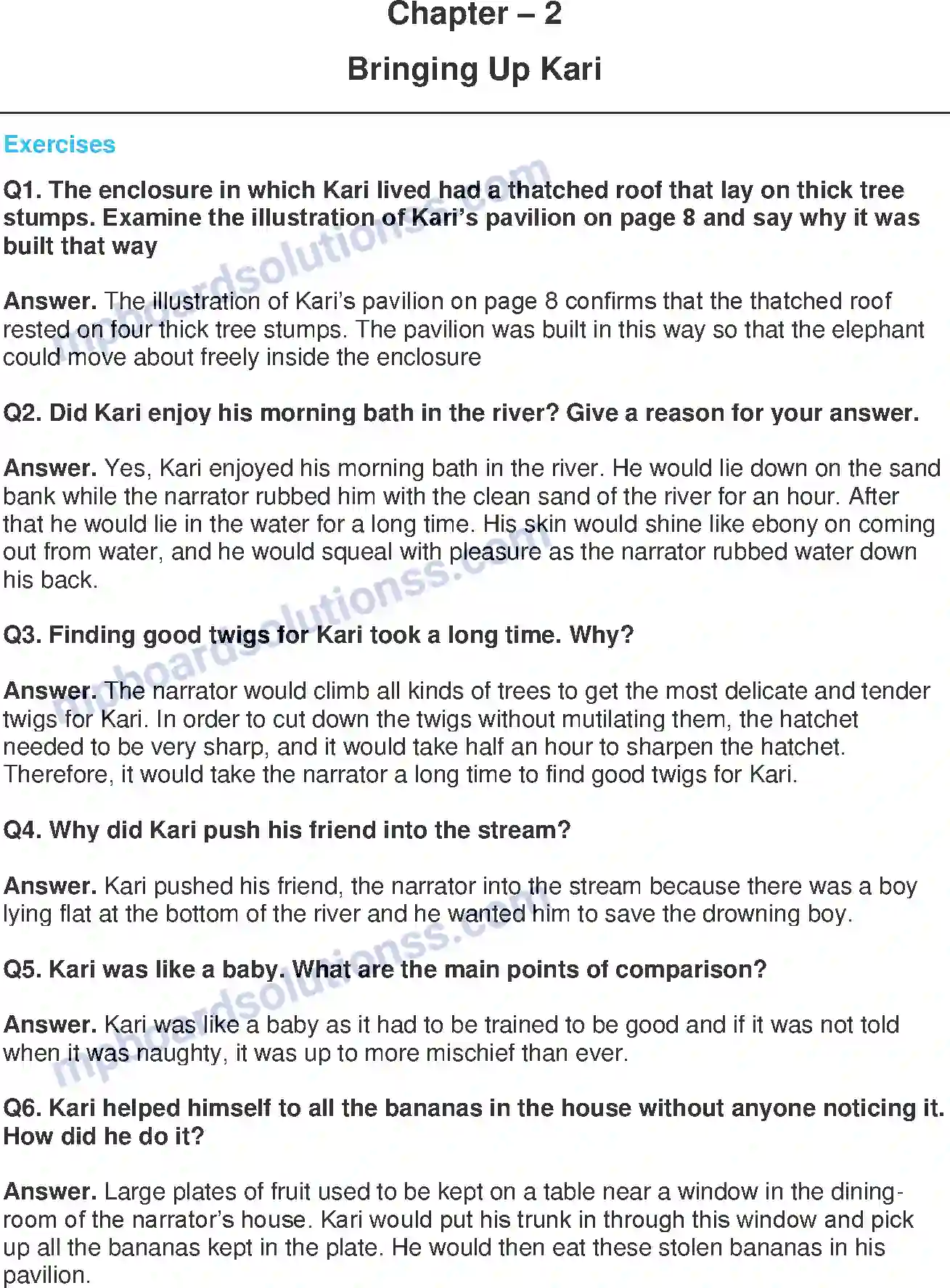 MP Board Book for Class 7 English Bringing up Kari Image 1