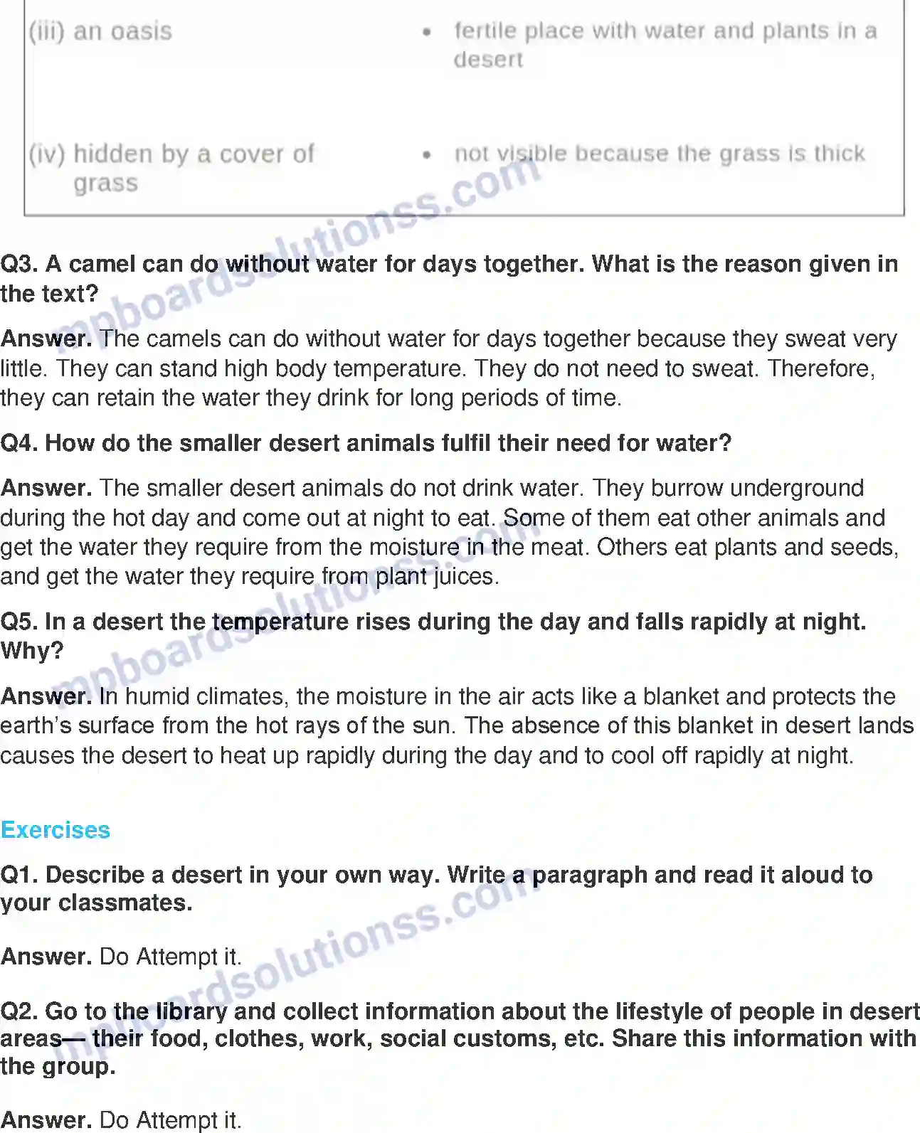 MP Board Book for Class 7 English The Desert Image 2