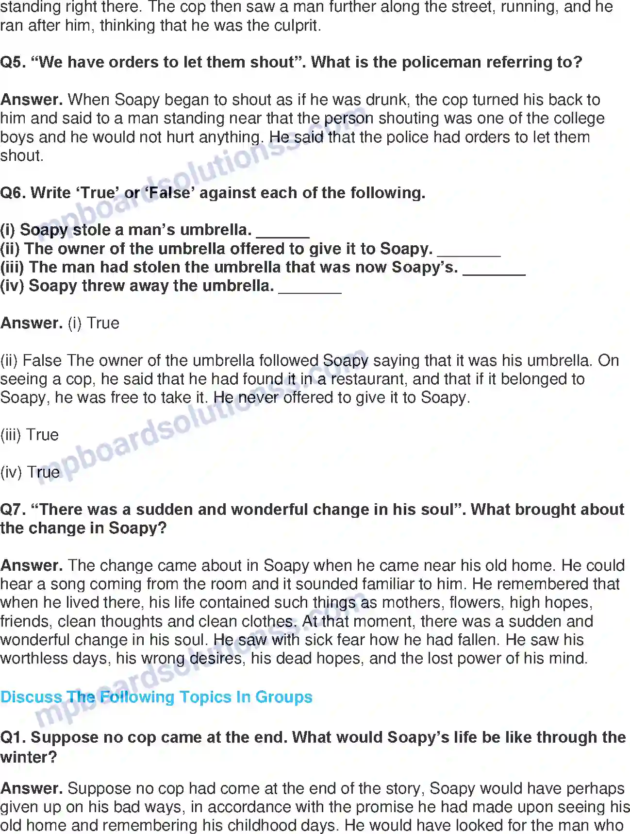 MP Board Book for Class 7 English The Cop and the Anthem Image 2