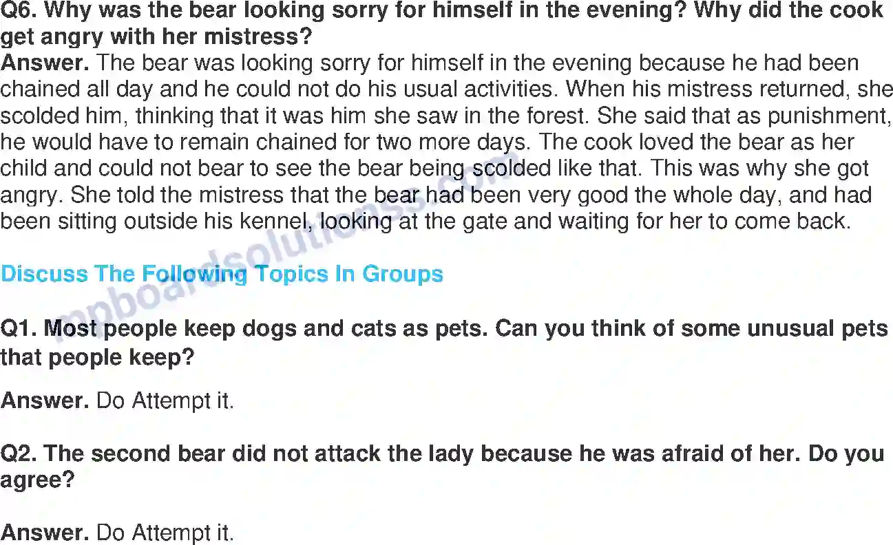 MP Board Book for Class 7 English The Bear Story Image 2