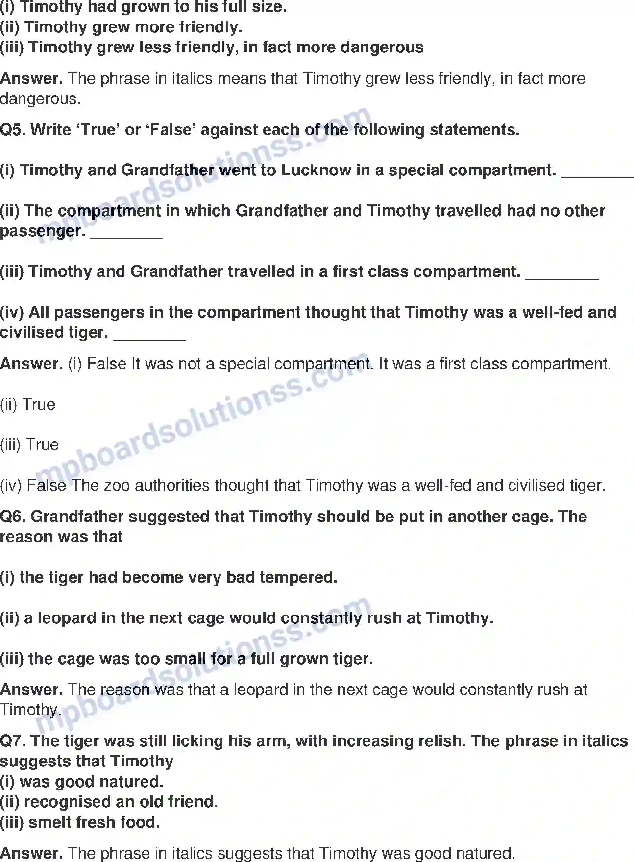 MP Board Book for Class 7 English A Tiger in the House Image 2