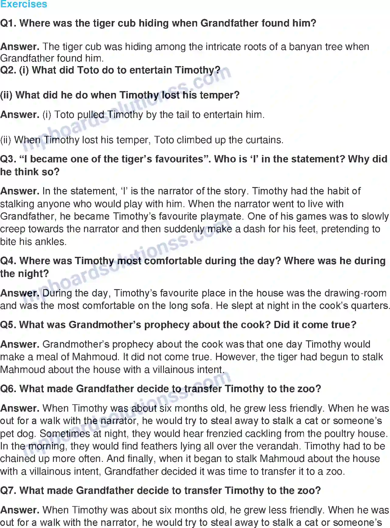 MP Board Book for Class 7 English A Tiger in the House Image 3