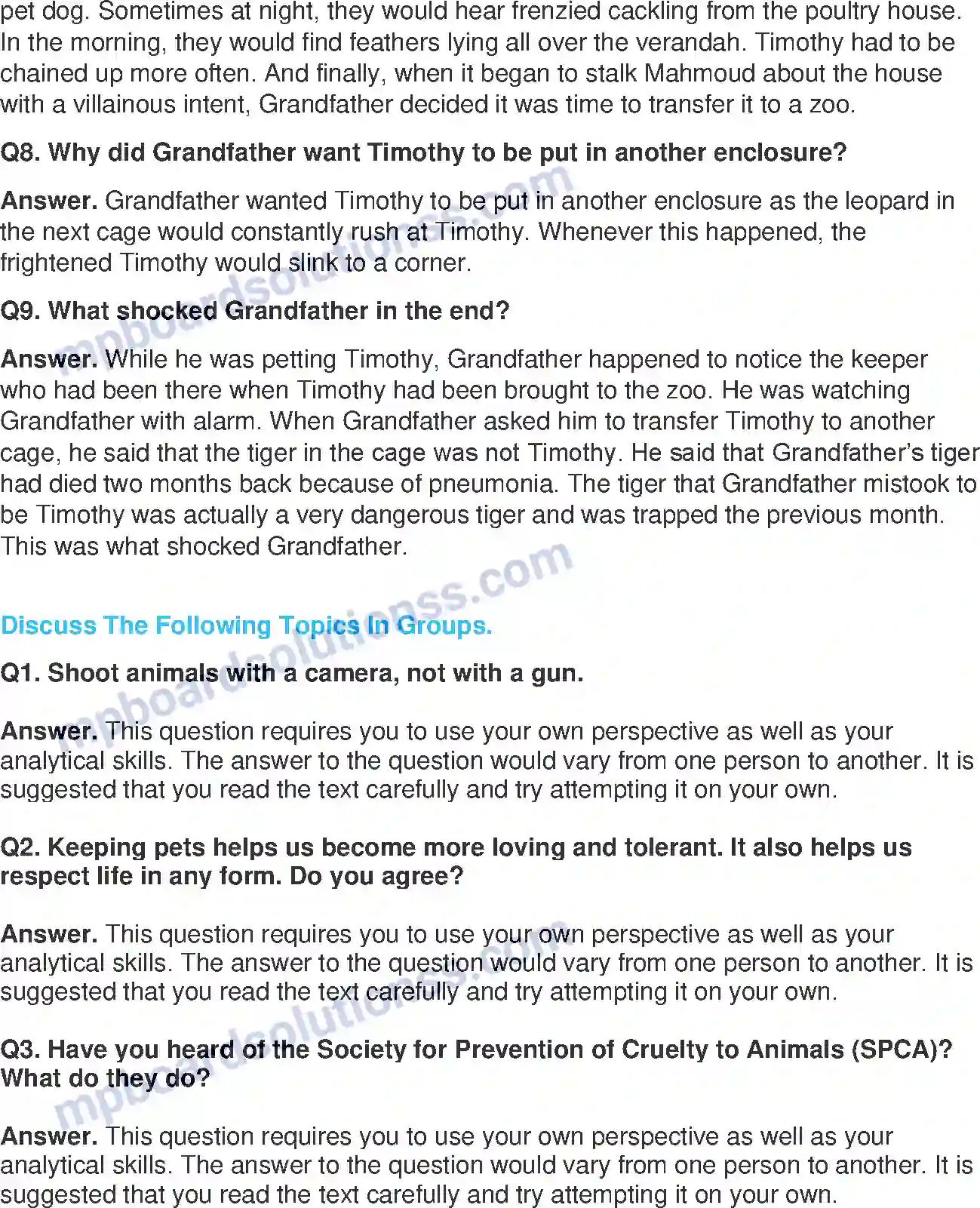 MP Board Book for Class 7 English A Tiger in the House Image 4