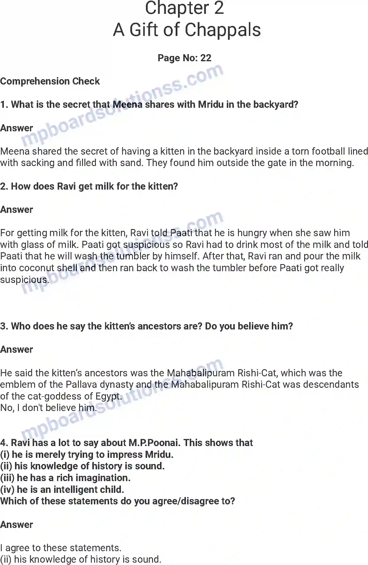 MP Board Book for Class 7 English A Gift of Chappals Image 1