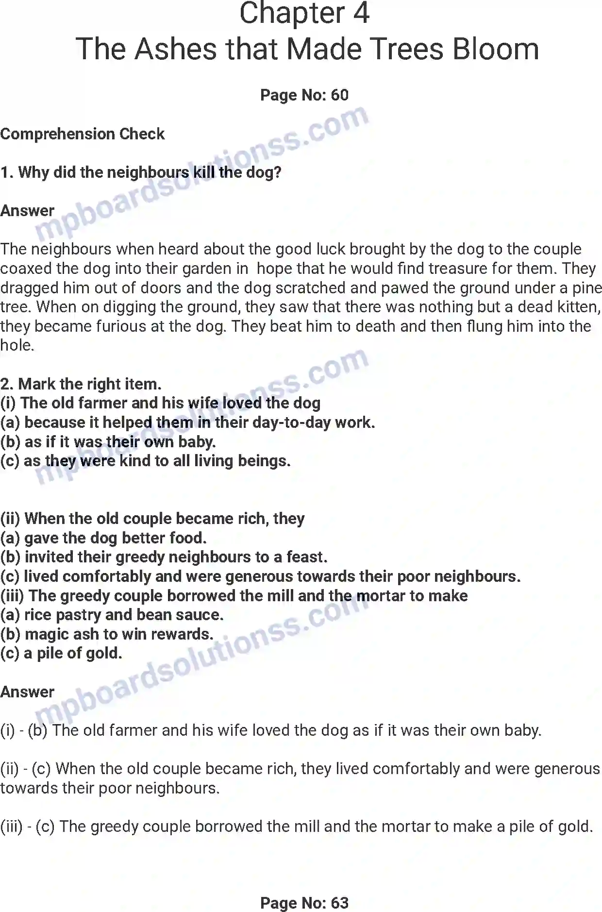 MP Board Book for Class 7 English The Ashes That Made Trees Bloom Image 1