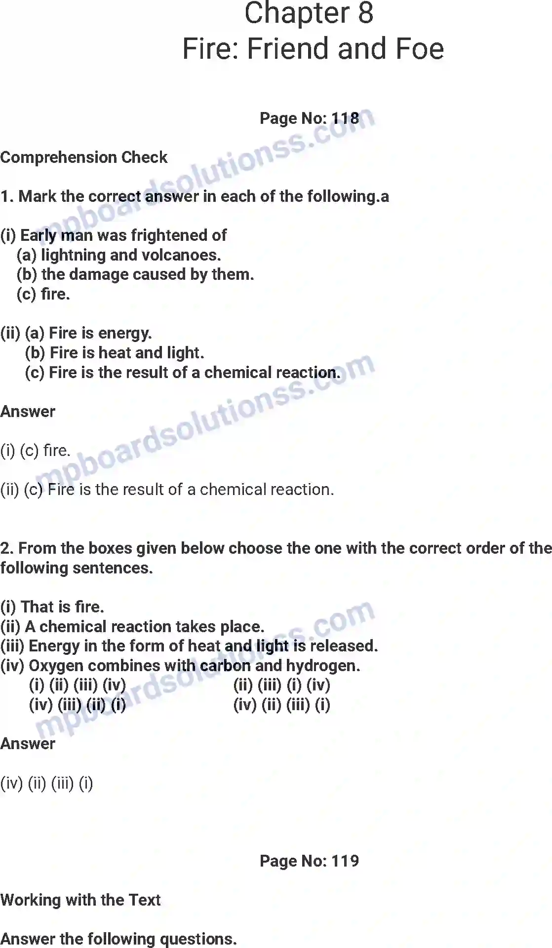 MP Board Book for Class 7 English Fire - Friend and Foe Image 1