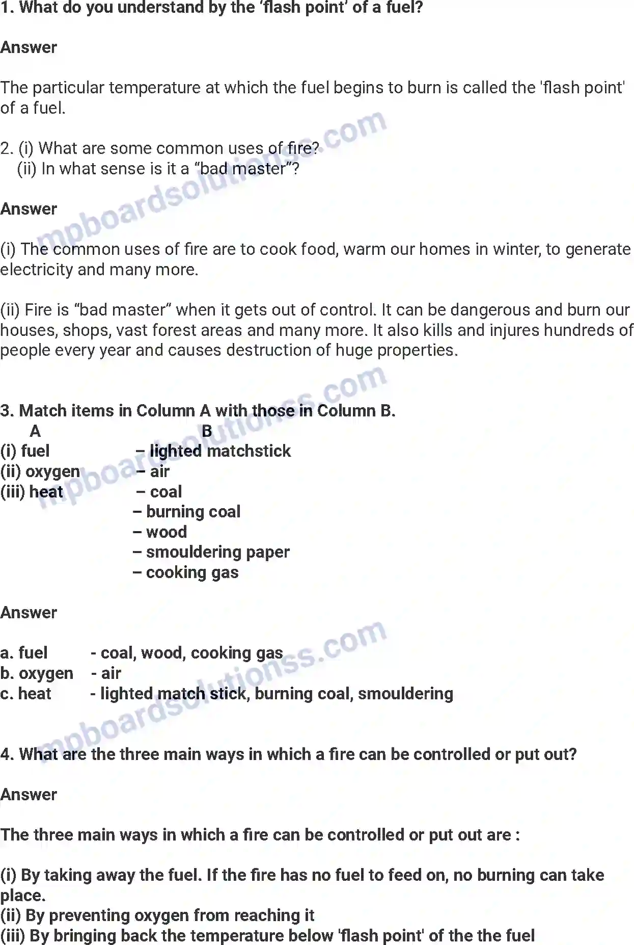 MP Board Book for Class 7 English Fire - Friend and Foe Image 2