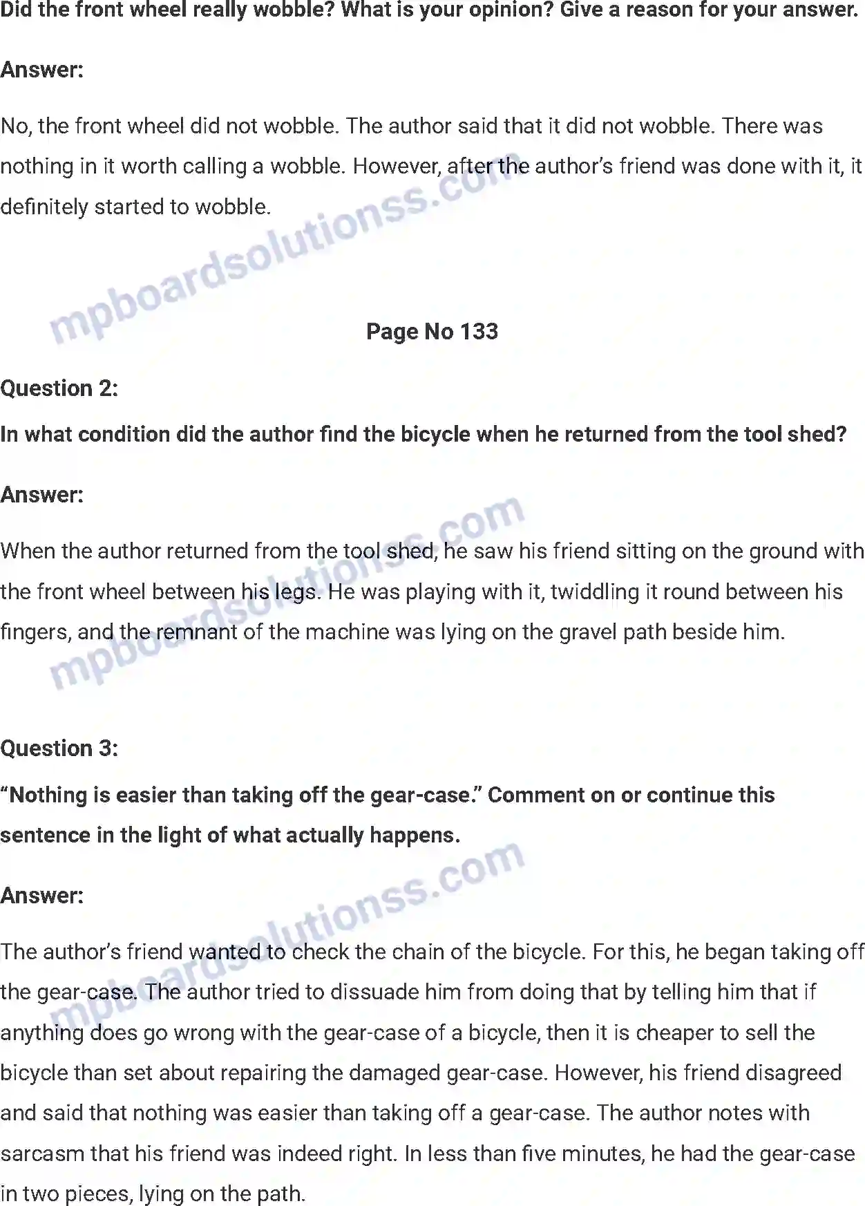 MP Board Book for Class 7 English A Bicycle in Good Repair Image 3