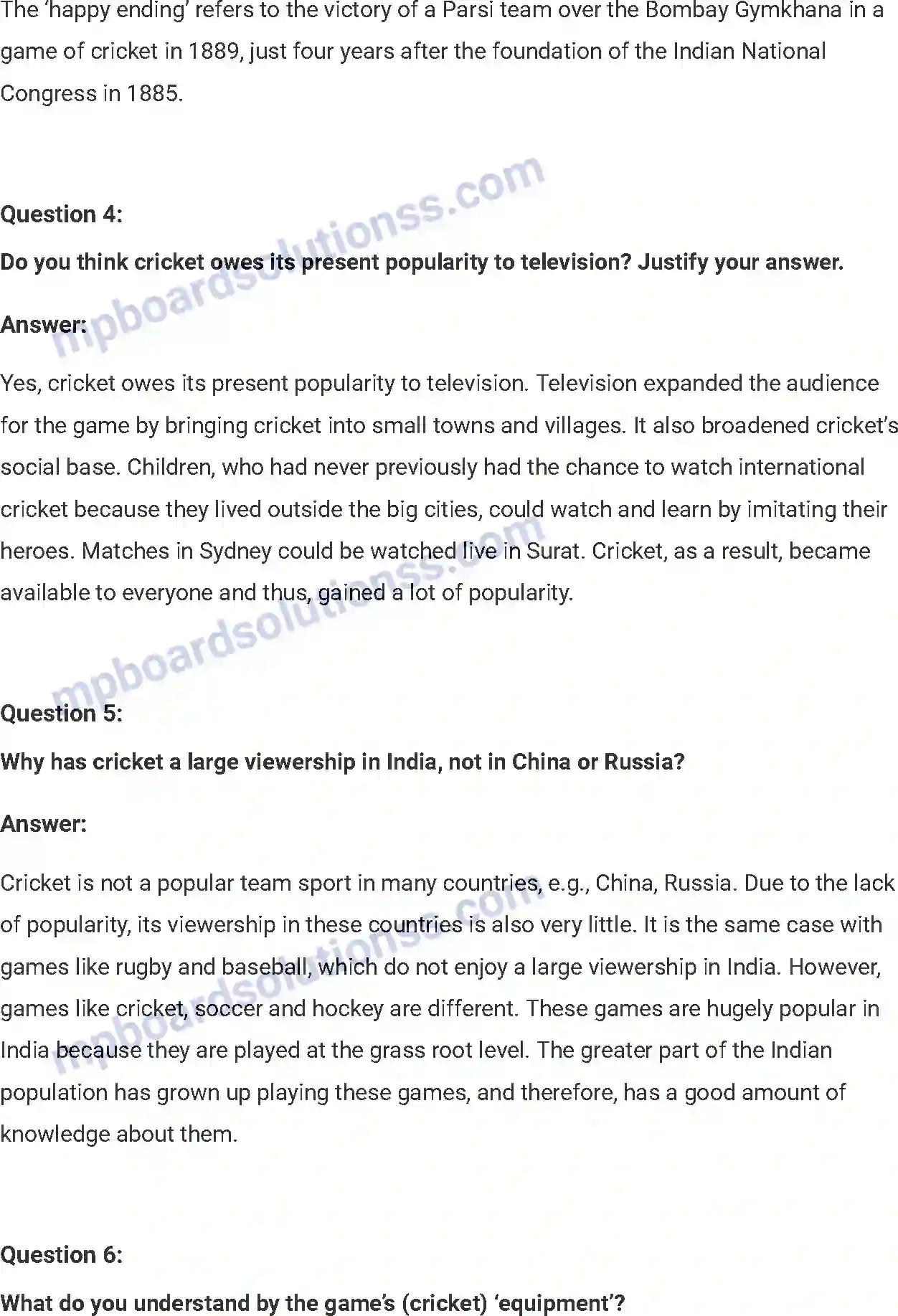 MP Board Book for Class 7 English The Story of Cricket Image 5