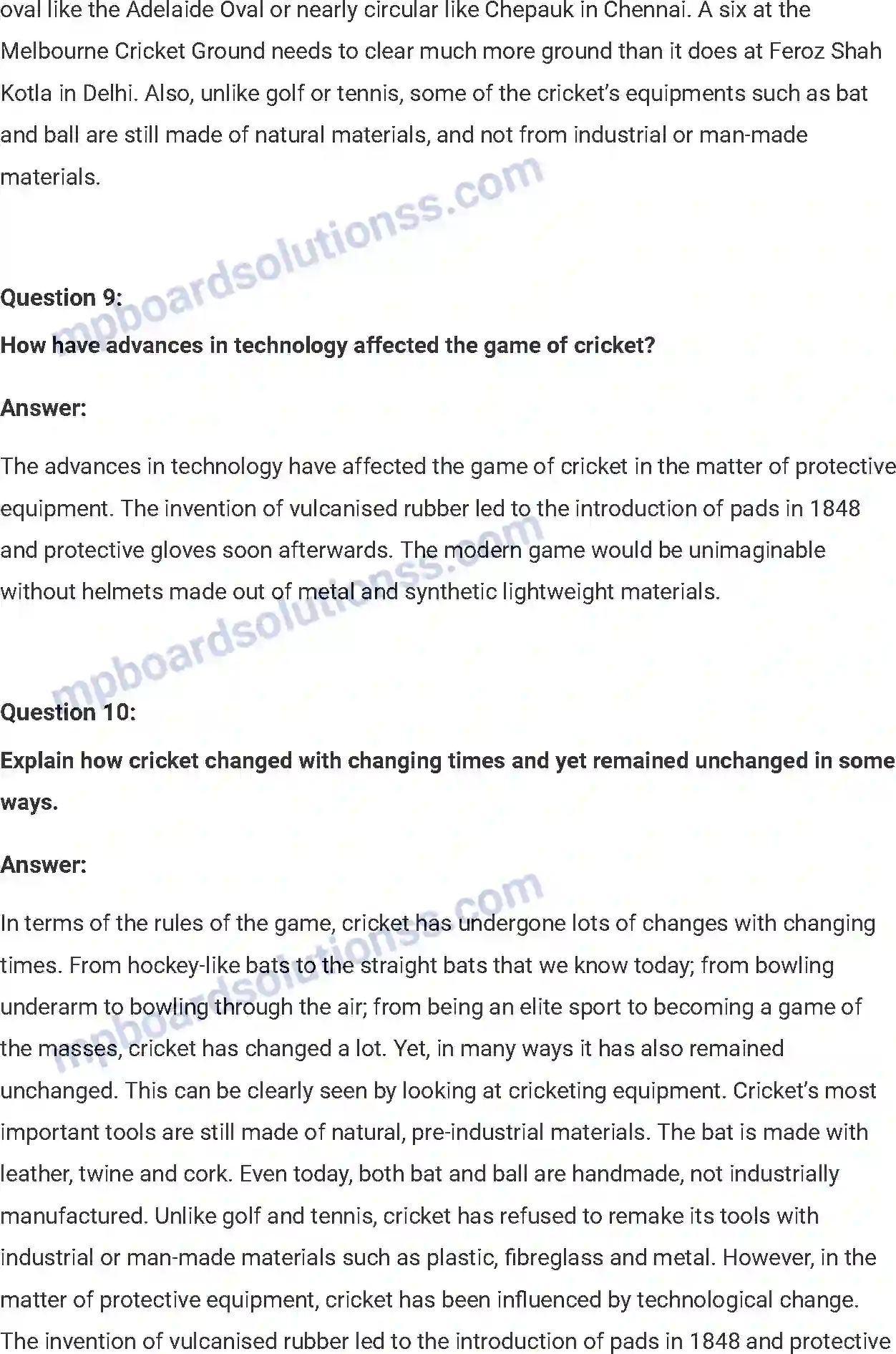 MP Board Book for Class 7 English The Story of Cricket Image 7