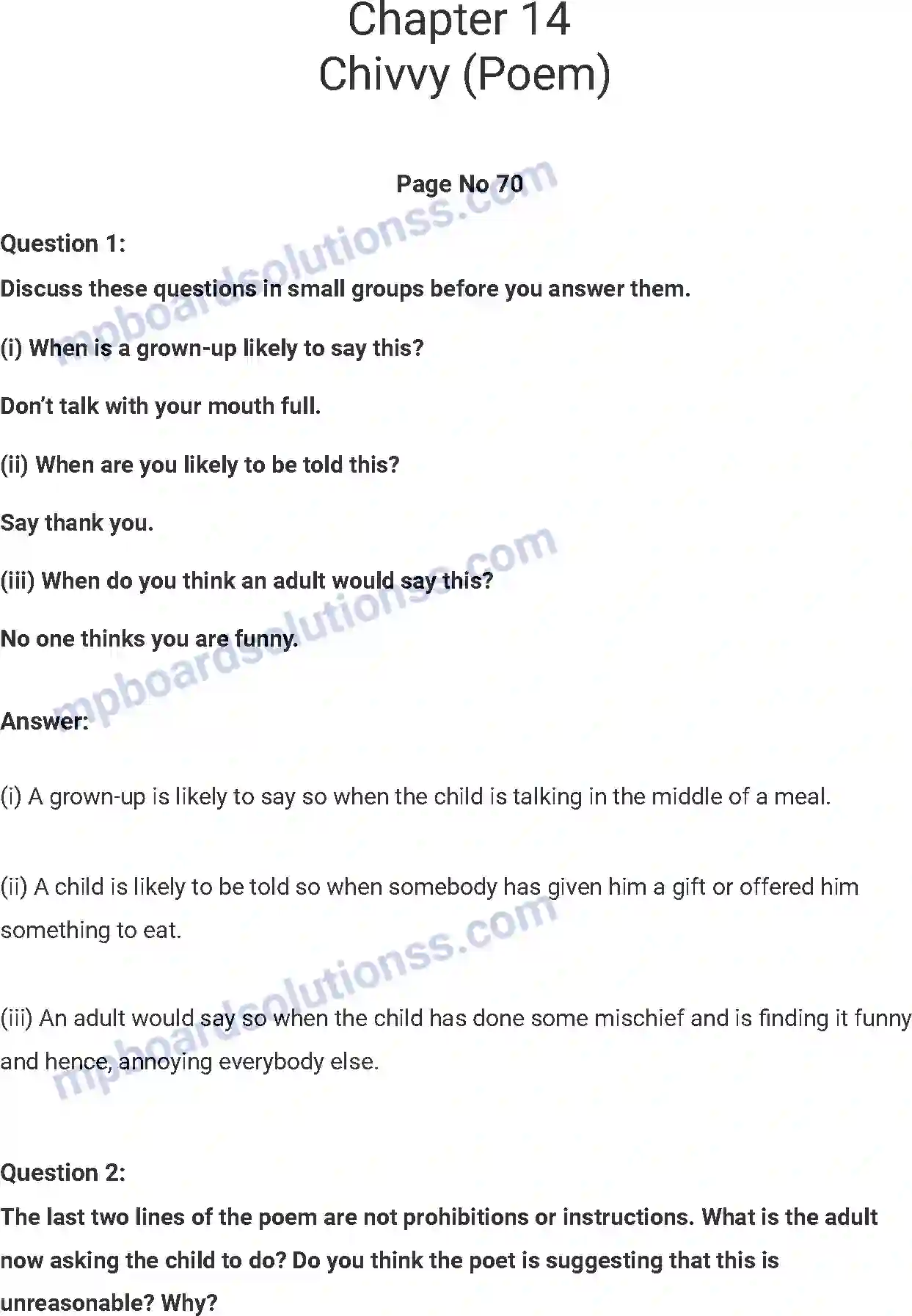 MP Board Book for Class 7 English Chivvy (Poem) Image 1