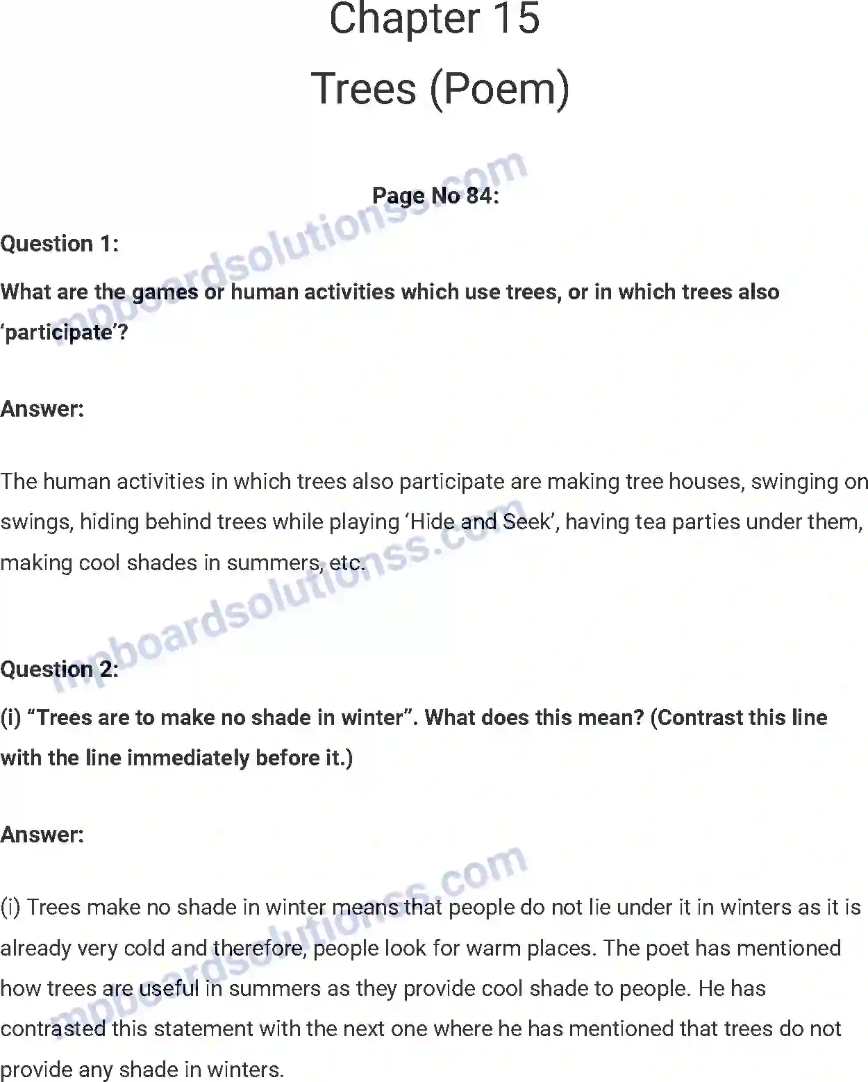 MP Board Book for Class 7 English Trees (Poem) Image 1