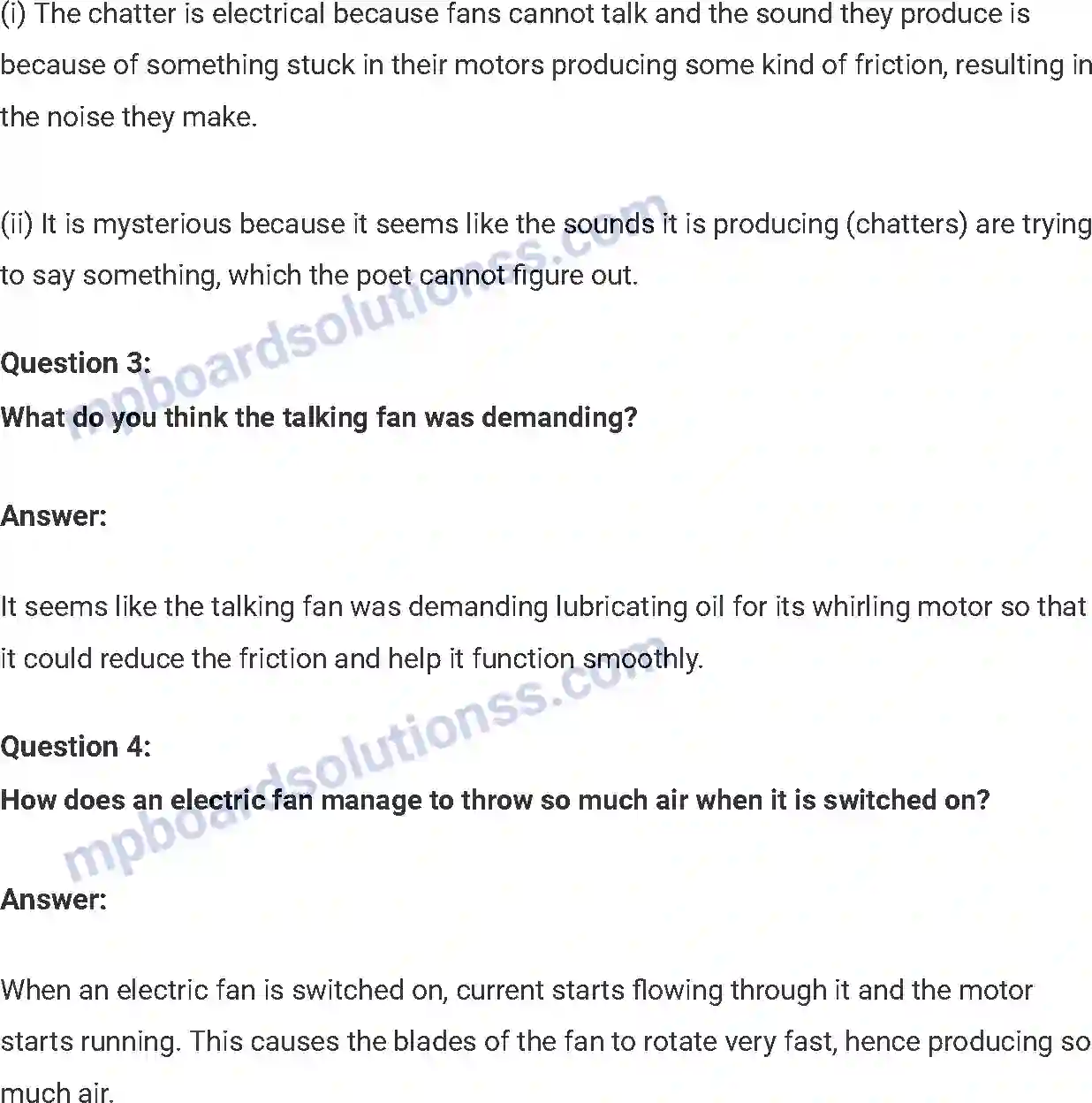 MP Board Book for Class 7 English Mystery of the Talking Fan (Poem) Image 2
