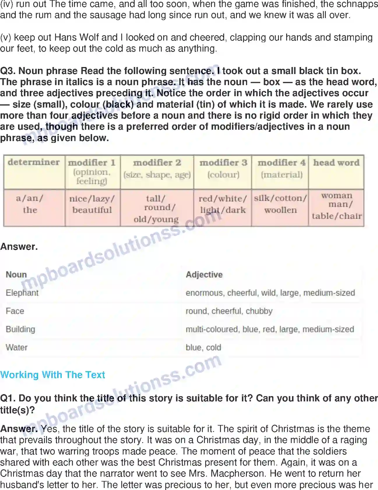 MP Board Book for Class 8 English The Best Christmas Present In The World Image 6