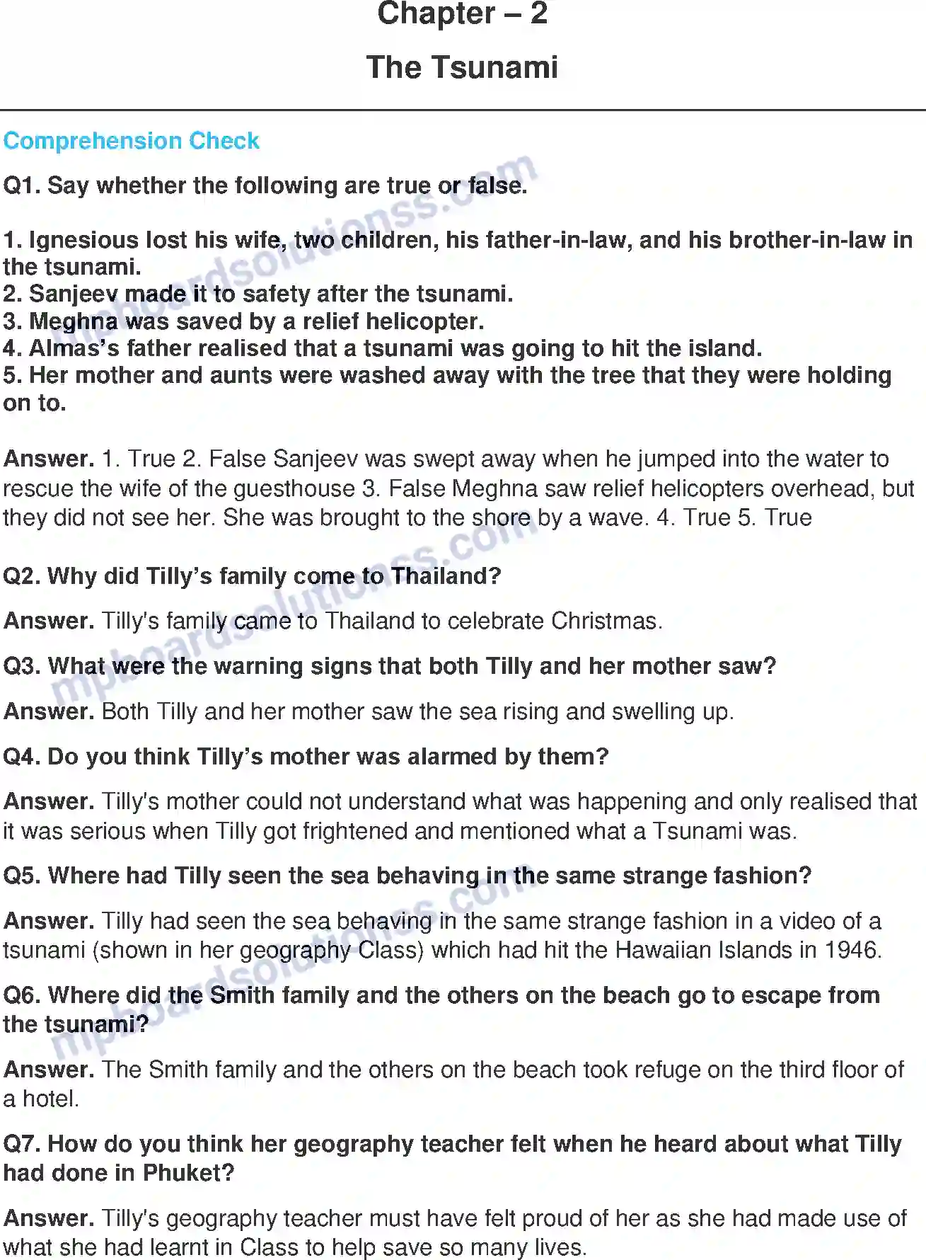 MP Board Book for Class 8 English The Tsunami Image 1