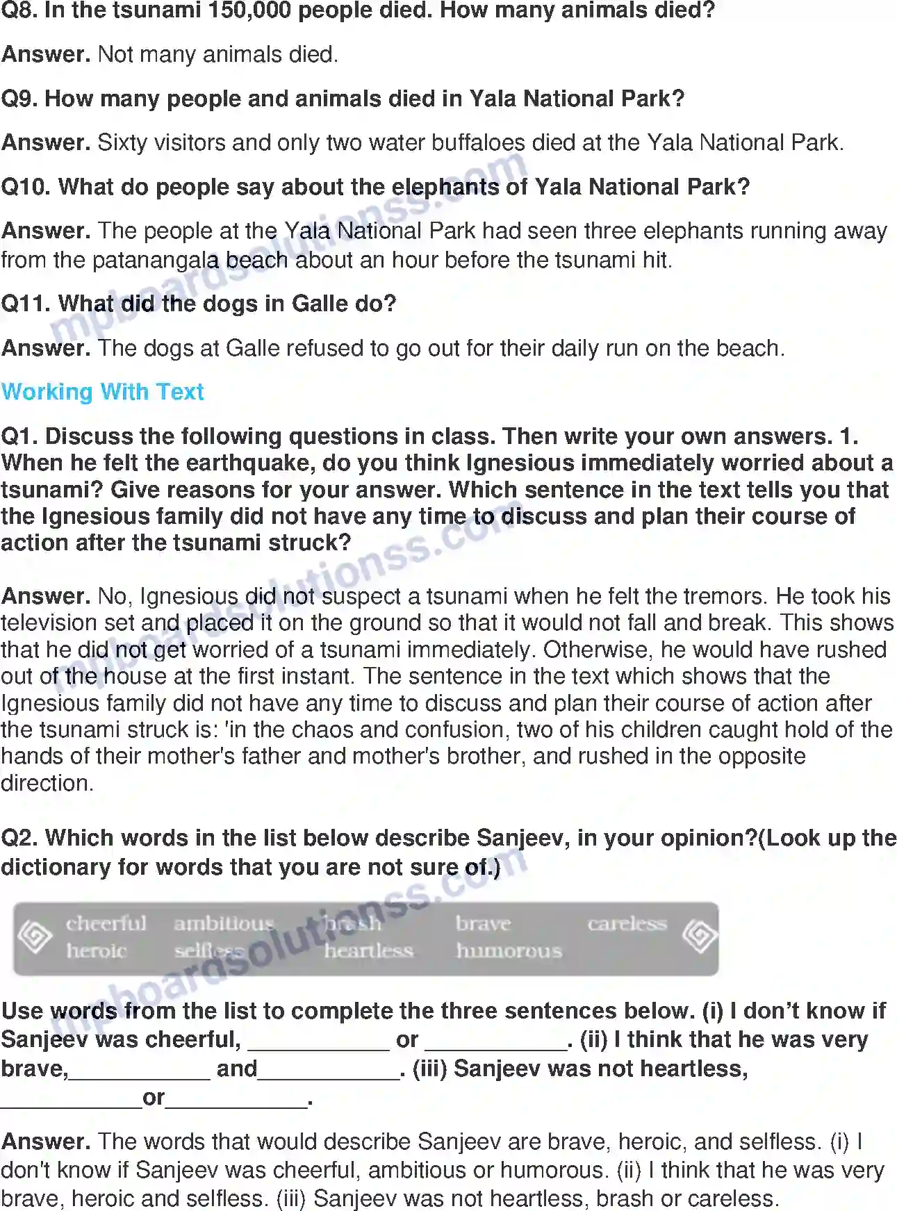 MP Board Book for Class 8 English The Tsunami Image 2