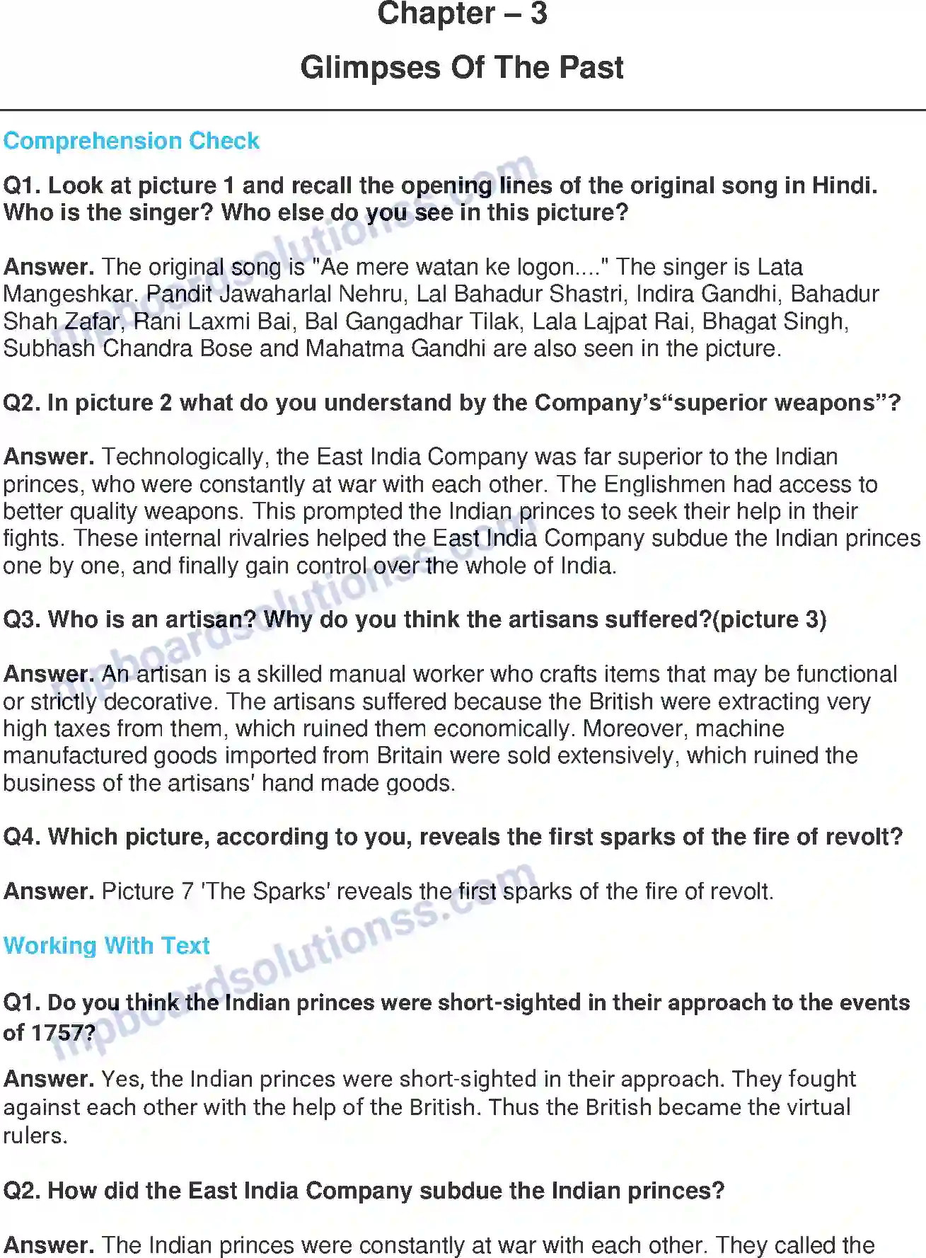 MP Board Book for Class 8 English Glimpses Of The Past Image 1