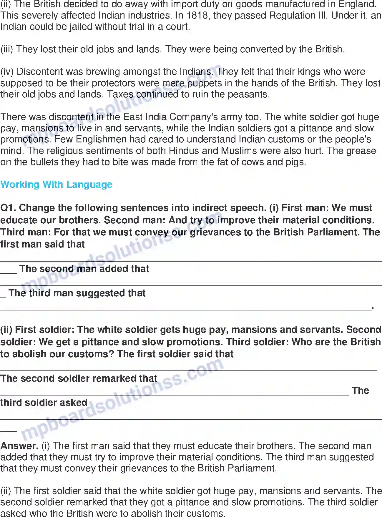 MP Board Book for Class 8 English Glimpses Of The Past Image 3