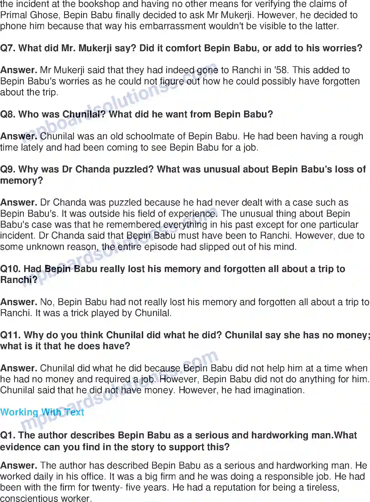 MP Board Book for Class 8 English Bepin Choudhury’s Lapse Of Memory Image 2