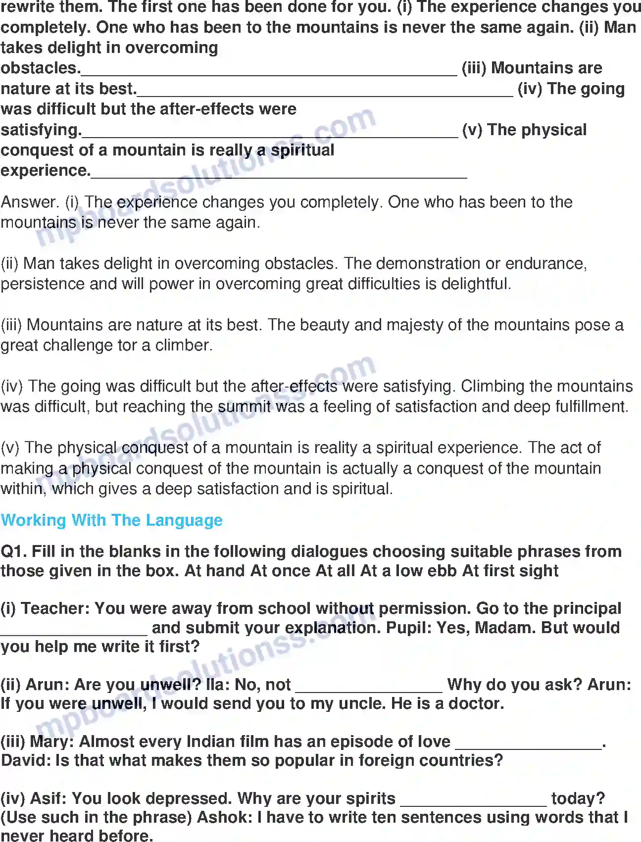 MP Board Book for Class 8 English The Summit Within Image 3