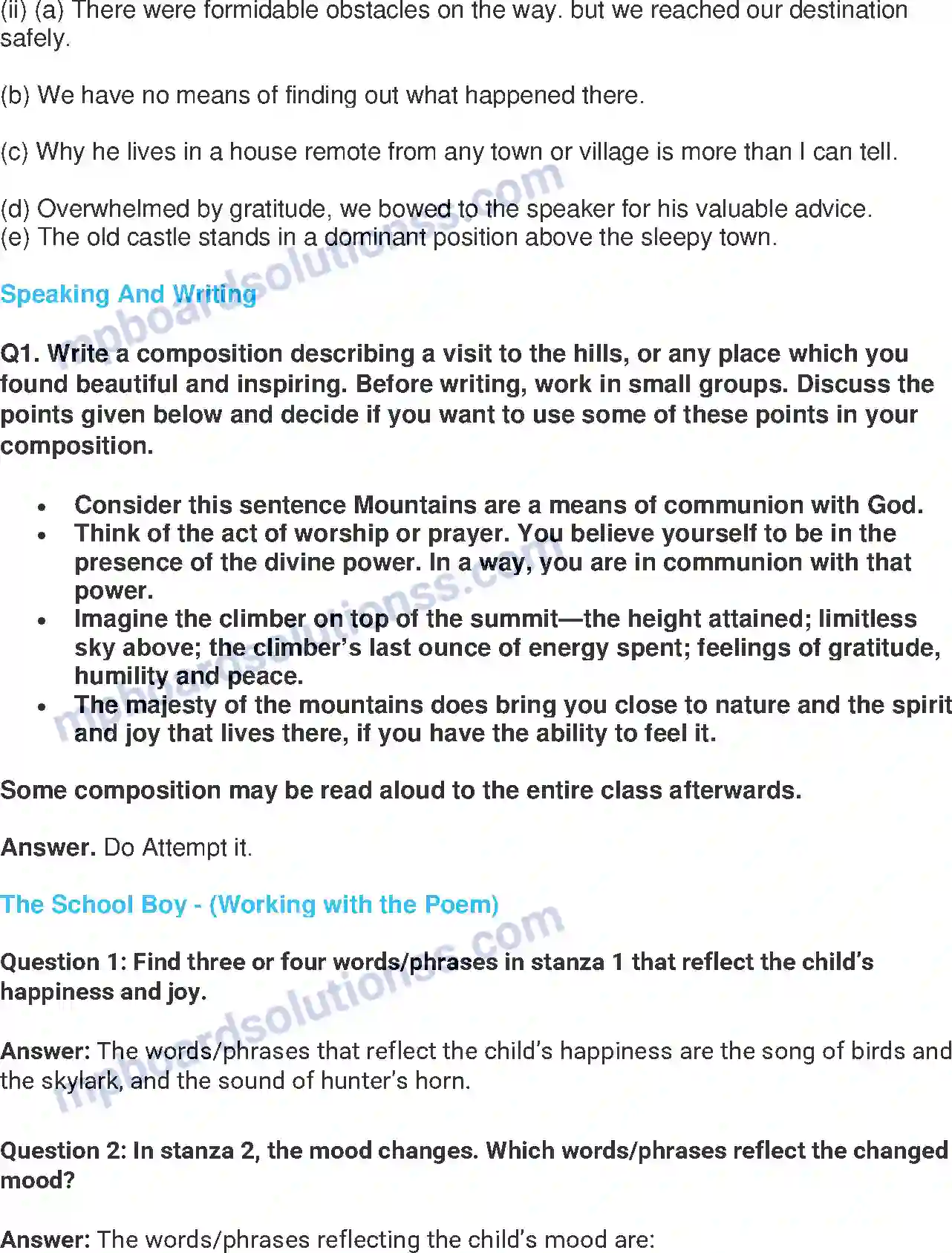 MP Board Book for Class 8 English The Summit Within Image 5