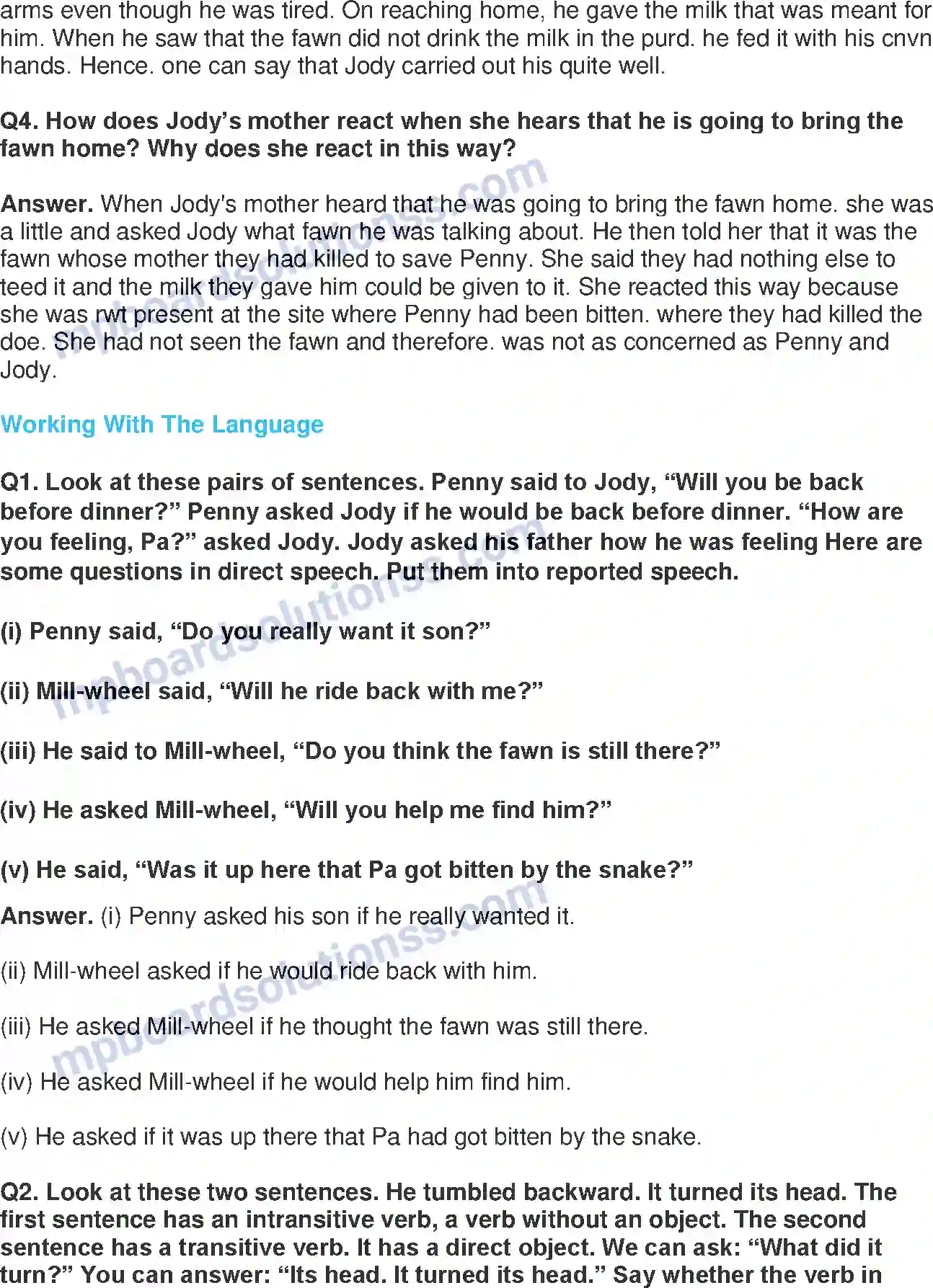 MP Board Book for Class 8 English This Is Jody’s Fawn Image 3