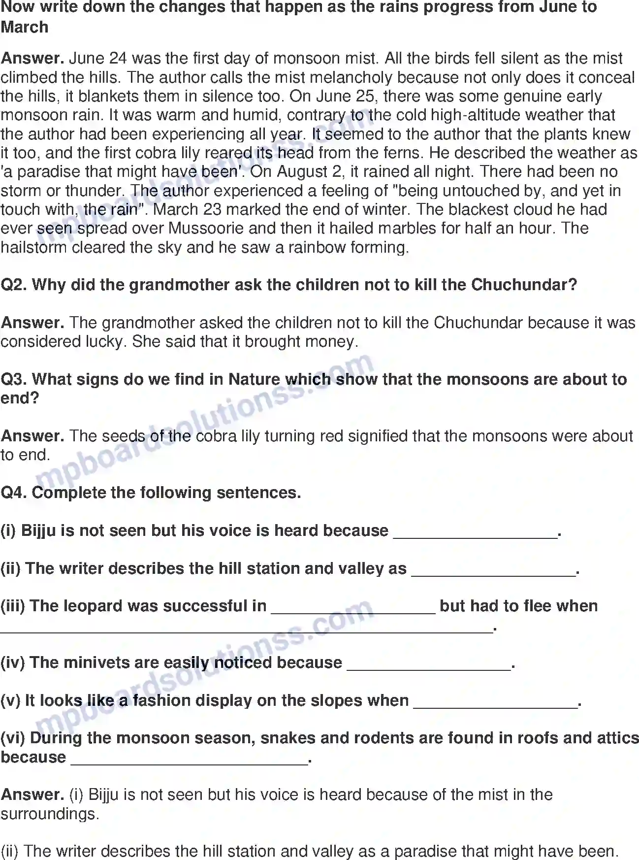 MP Board Book for Class 8 English A Short Monsoon Diary Image 2