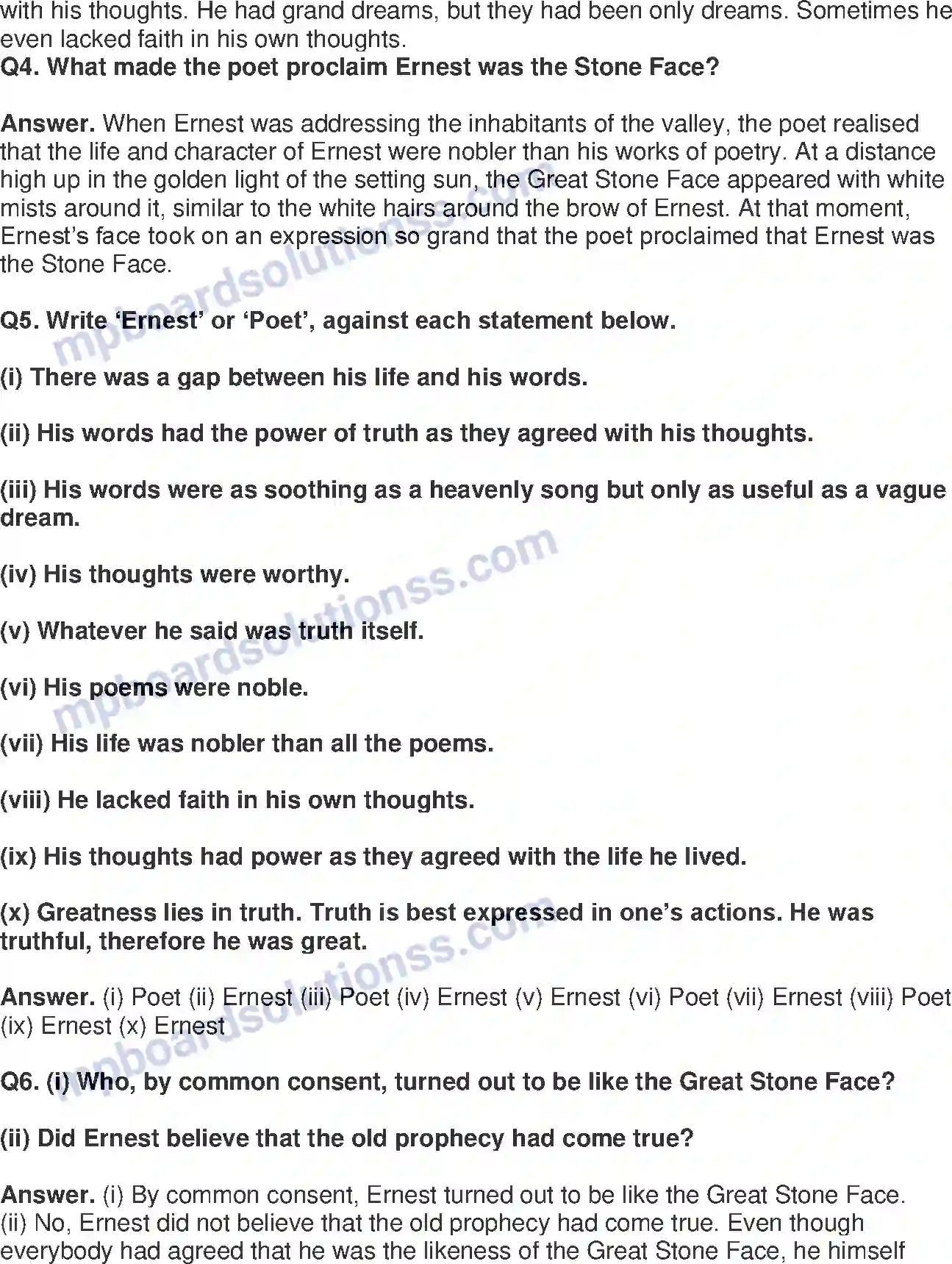 MP Board Book for Class 8 English The Great Stone Face - II Image 2