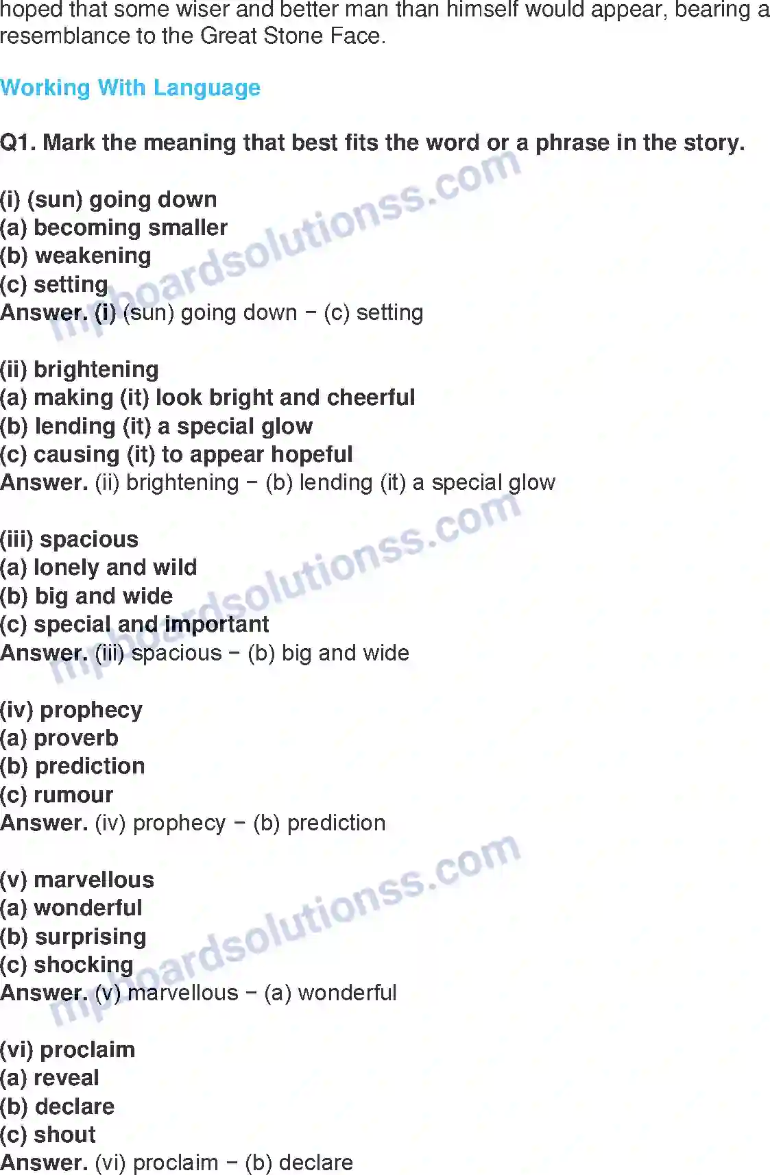 MP Board Book for Class 8 English The Great Stone Face - II Image 3