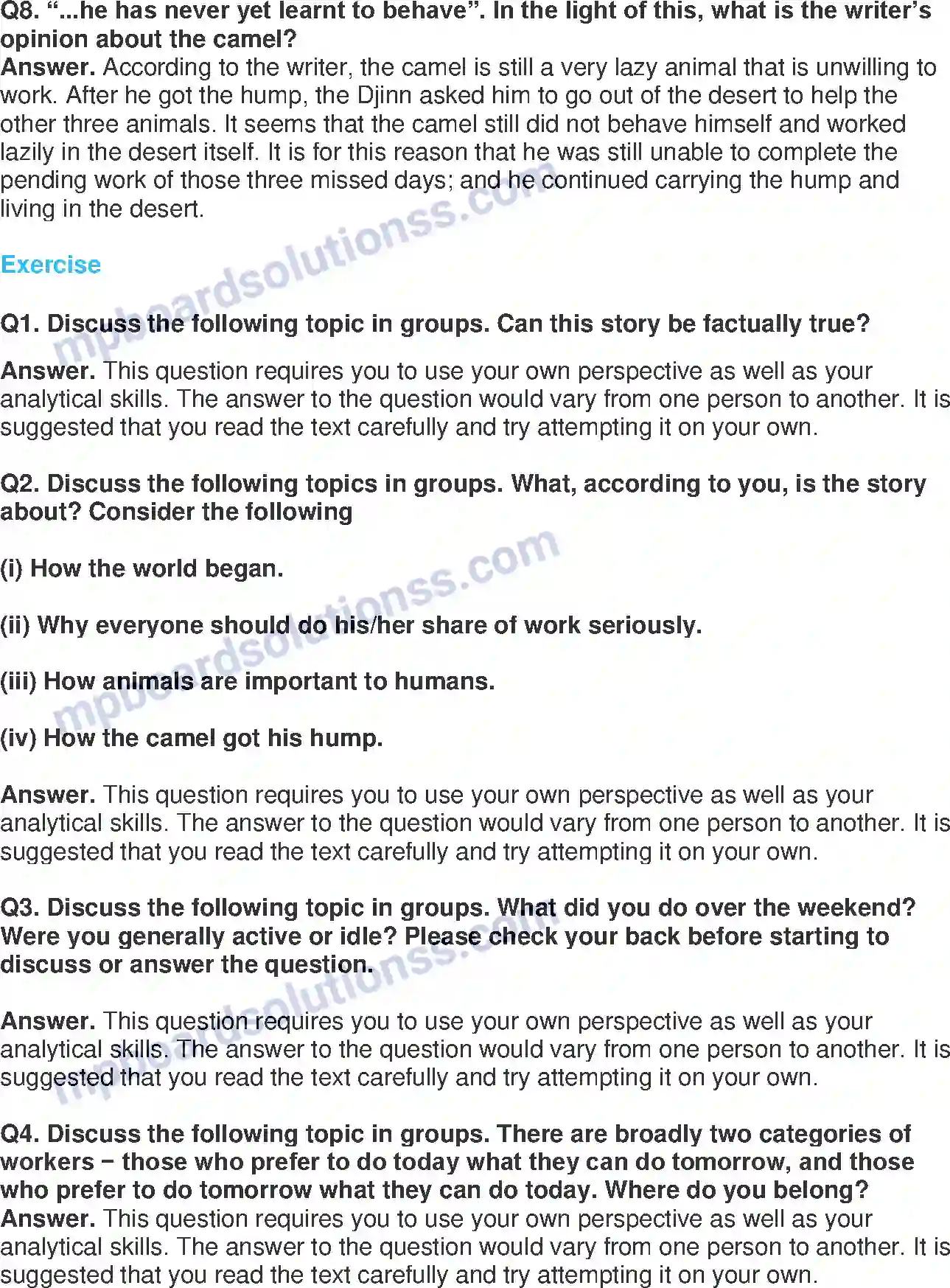 MP Board Book for Class 8 English How The Camel Got His Hump Image 2