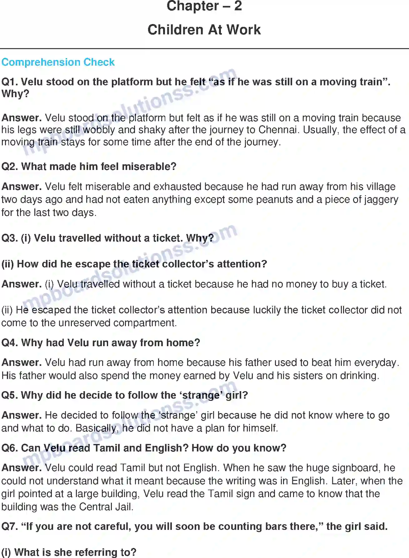 MP Board Book for Class 8 English Children At Work Image 1